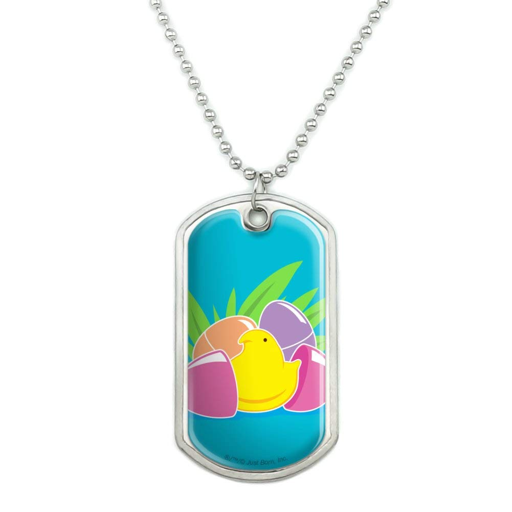 GRAPHICS & MORE Peeps Hatching Easter Egg Military Dog Tag Pendant Necklace with Chain - Perfect for Easter Gifts, Military Appreciation & Unique Jewelry