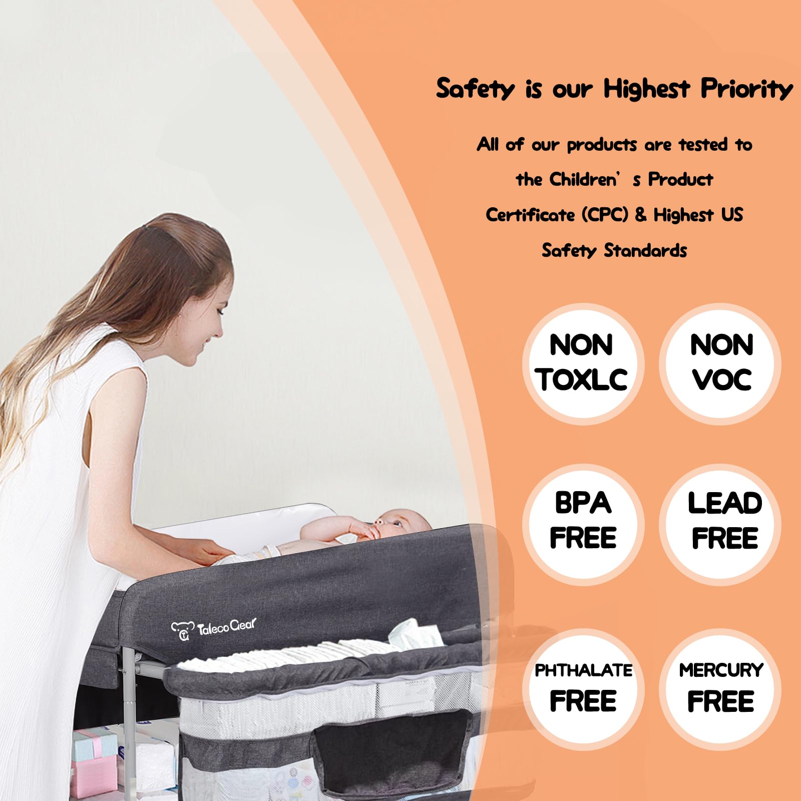 Portable Baby Changing Table with 2 Storage Baskets - Adjustable Height Foldable Changing Station Dresser - Waterproof Soft Pad for Newborns & Infants - Perfect for Nursery, Bedroom & Travel Use