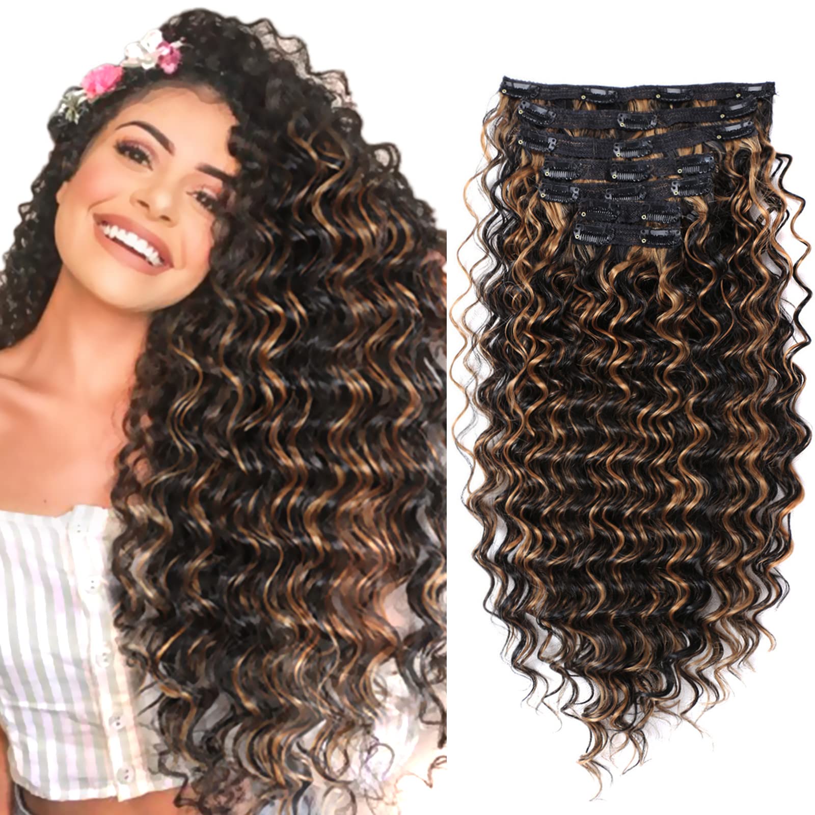 Deep Wave Clip-In Hair Extensions 24