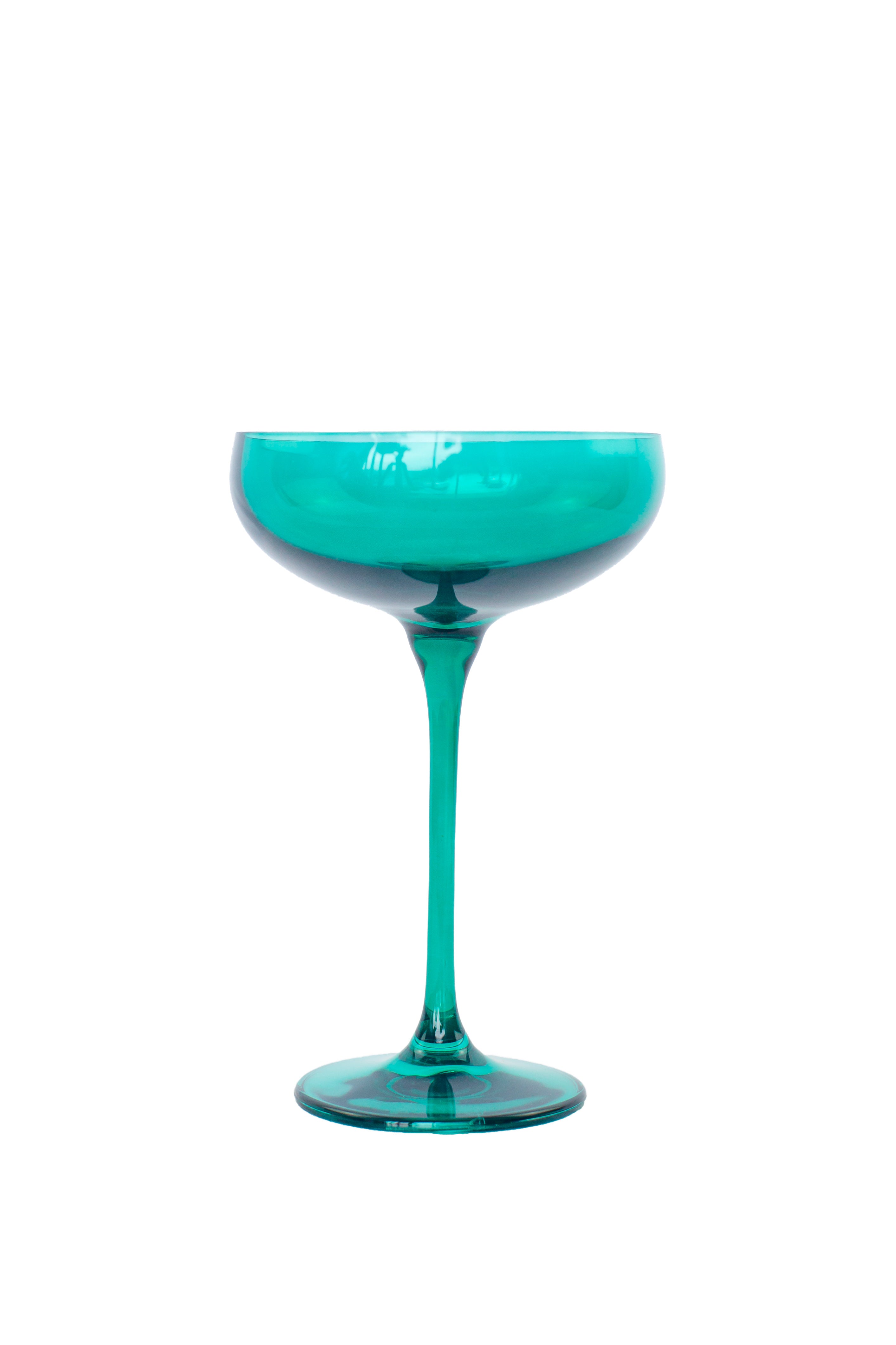 Estelle Colored Champagne Coupe Glasses Set of 6 - Elegant Emerald Green Stemware for Wedding, Party & Special Occasions