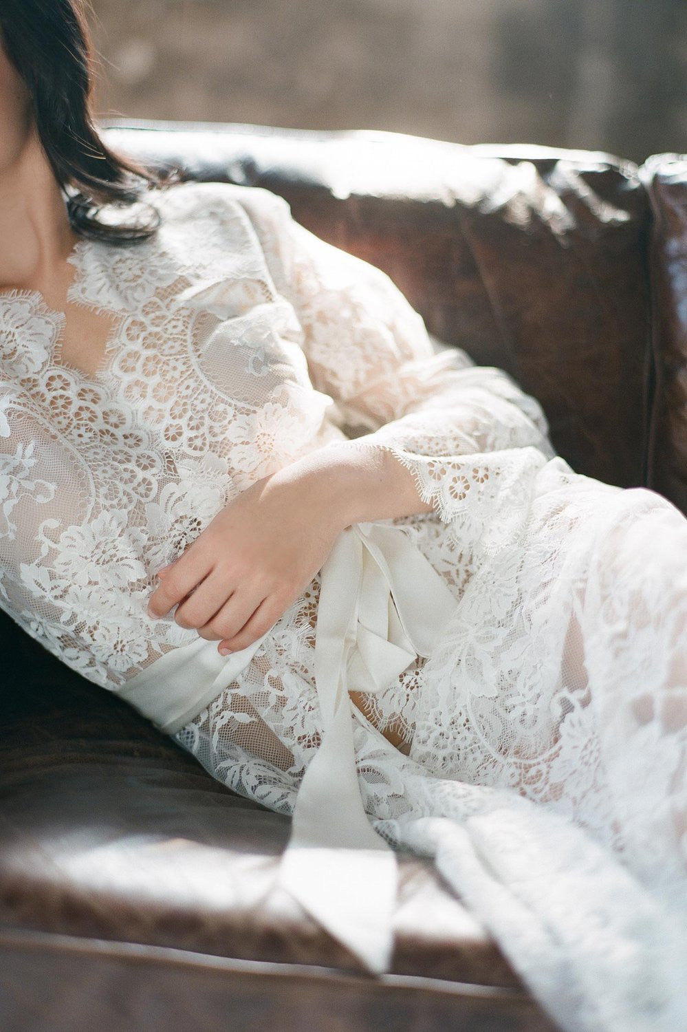 Swan Queen Ivory Lace Robe - Elegant Long Bridal Dressing Gown for Wedding, Honeymoon & Luxury Loungewear