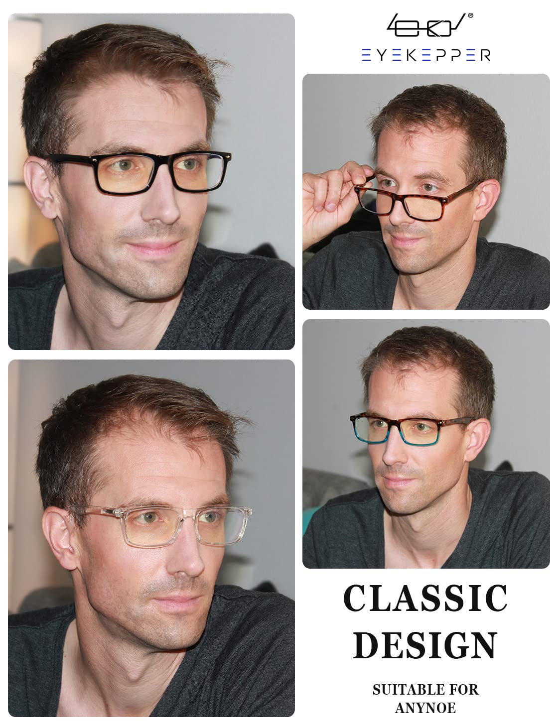 Blue Light Blocking Computer Reading Glasses for Men & Women - Anti Eyestrain Eyewear for Office Work, Gaming & Screen Time (Black)