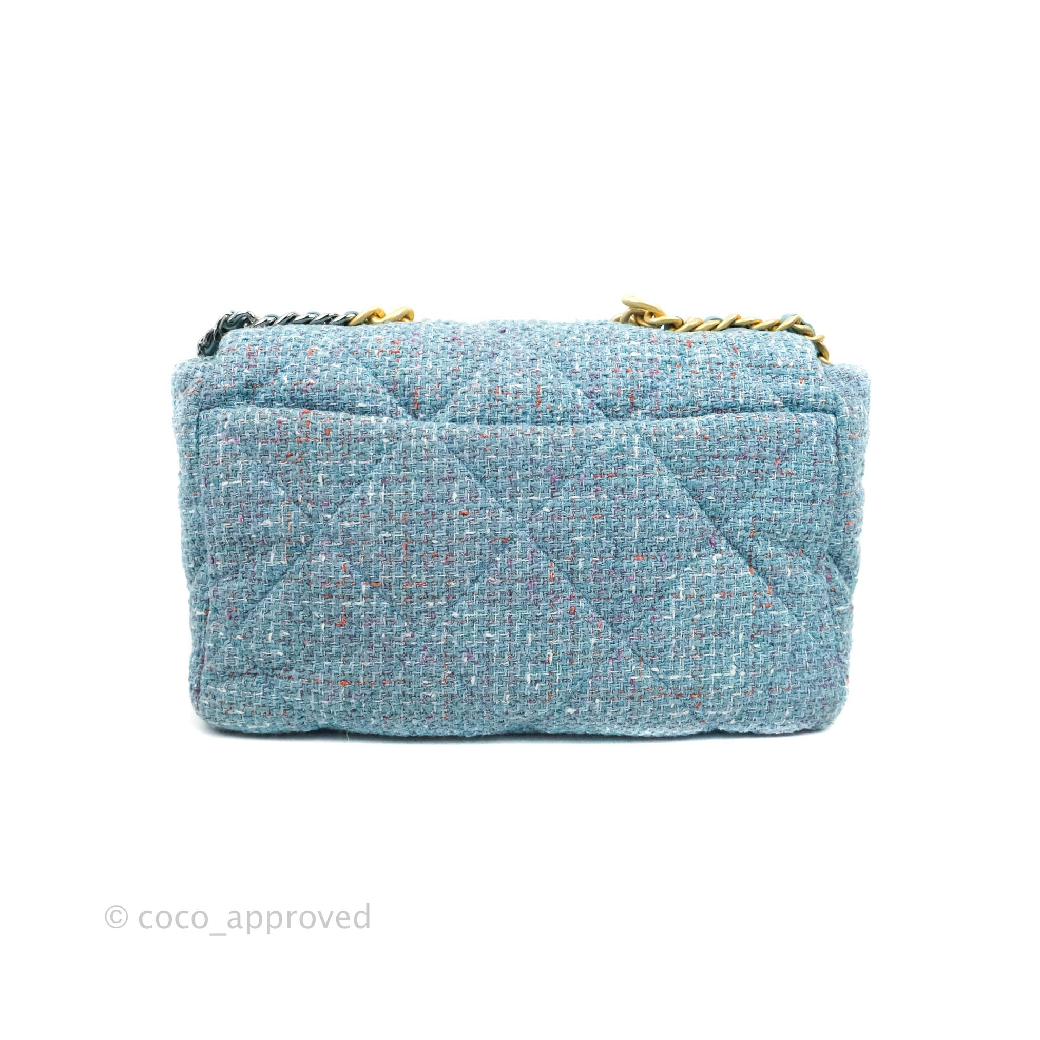 Chanel 19 Maxi Flap Bag in Blue Tweed with Mixed Hardware - Luxury Designer Handbag for Women, Perfect for Parties, Work & Everyday Use