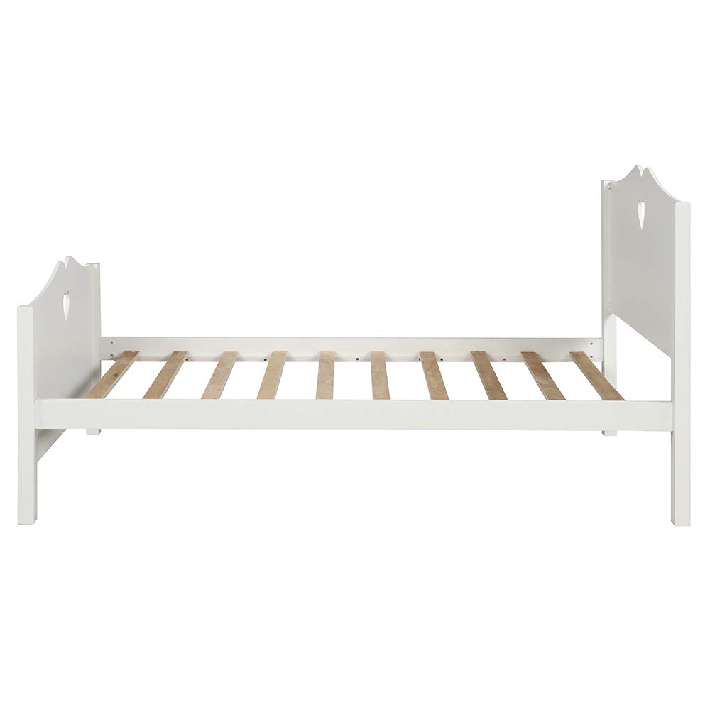 Twin Size Wooden Platform Bed Frame with Headboard & Footboard - Sturdy 10-Slat Support, Perfect for Kids, Girls & Boys Bedroom (White) - Ideal for Small Spaces, Dorm Rooms & Cozy Bedrooms