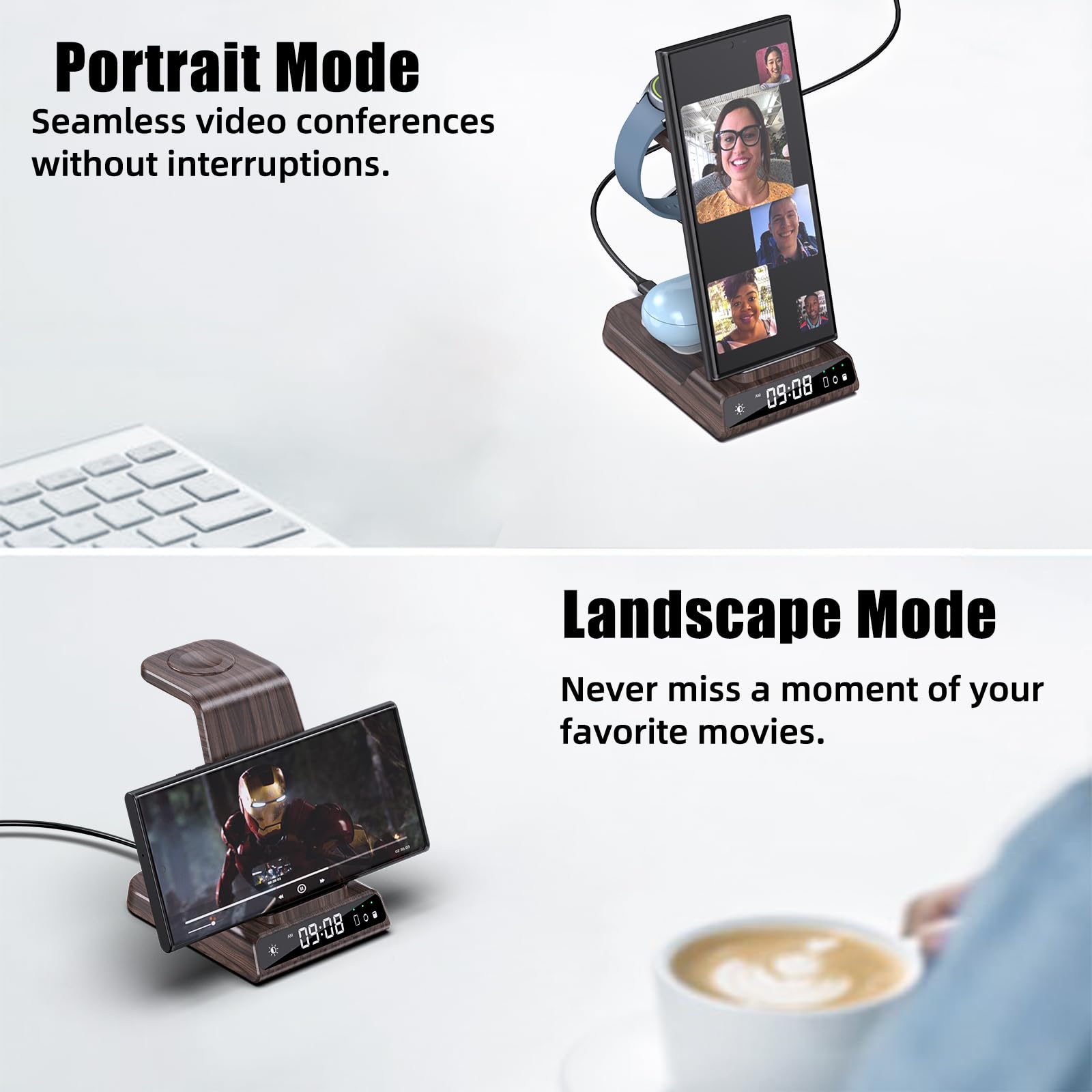 3-in-1 Wireless Charging Station for Samsung Galaxy S24 Ultra/S23 Ultra/Z Flip 6/Fold 6/Buds & Galaxy Watch 7/6/5/4 | Fast Qi-Certified Charger | Nightstand, Office & Travel Use (Samsung Exclusive)