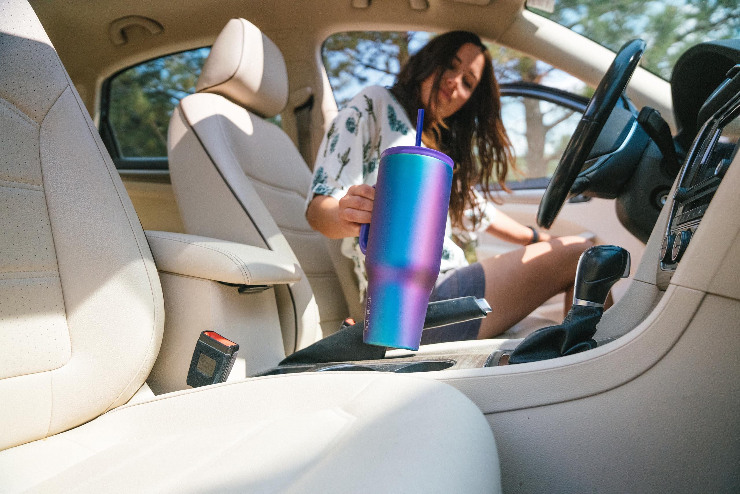 IRON °FLASK Co-Pilot 40oz Insulated Stainless Steel Travel Mug with Straw & Flip Lid - Leak-Proof Vacuum Cup for Hot Coffee & Cold Drinks - Fits Car Cup Holders - Perfect for Commuting, Camping & Office Use - Midnight Black