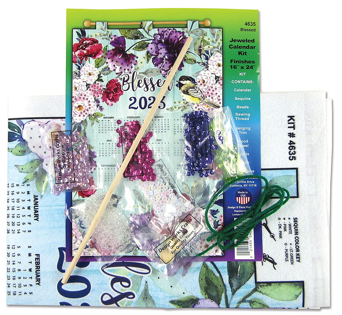 2023 Sequin Calendar Kit - DIY Craft Kit with Blessed Design for Home & Office Decor | Perfect for Holidays, Gifts & Party Favors