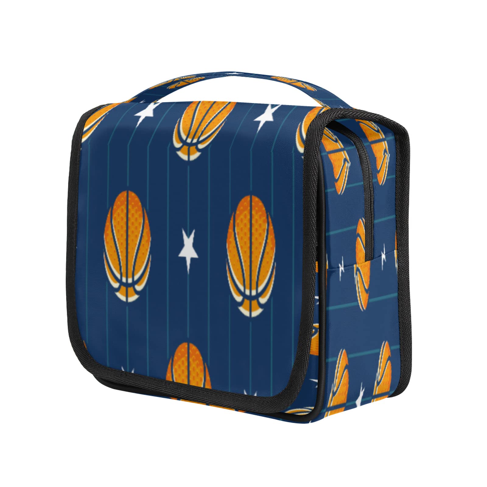 **Waterproof Hanging Toiletry Bag for Travel - Basketball Stripe Star Design, Portable Cosmetic Organizer for Women, Men, Boys & Girls - Ideal for Bathroom, Shower, Gym & Vacation Gifts**