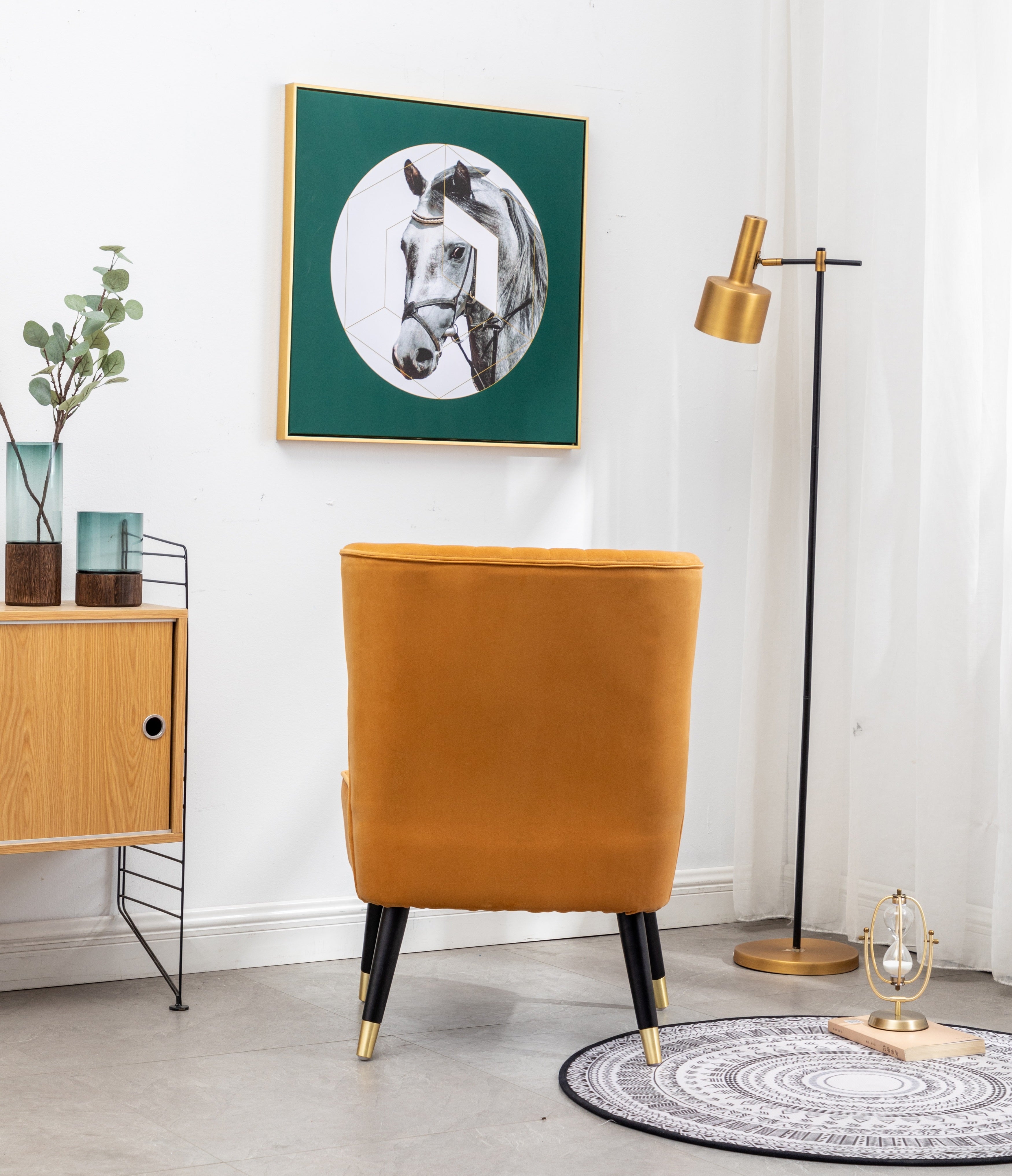 Roundhill Furniture Elon Contemporary Velvet Upholstered Accent Chair - Modern Lounge Chair for Living Room, Bedroom & Office - Soft Velvet Fabric with Sturdy Wooden Legs - Perfect for Reading Nook, Guest Seating or Home Decor