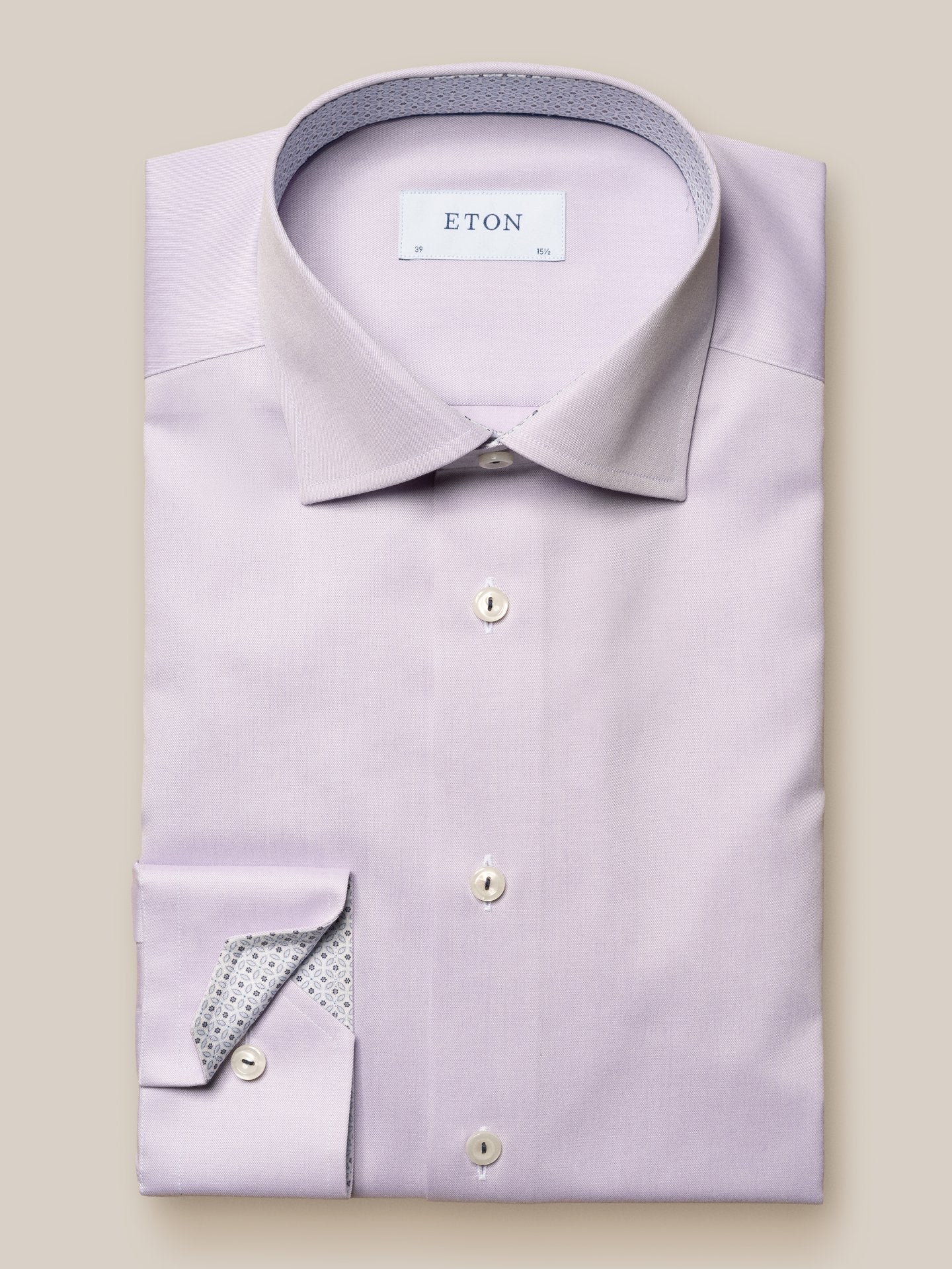 ETON Geometric Twill Long Sleeve Dress Shirt for Men | Classic Fit Single Cuff Business Casual Shirt in Mid Purple | Perfect for Office, Meetings & Formal Events
