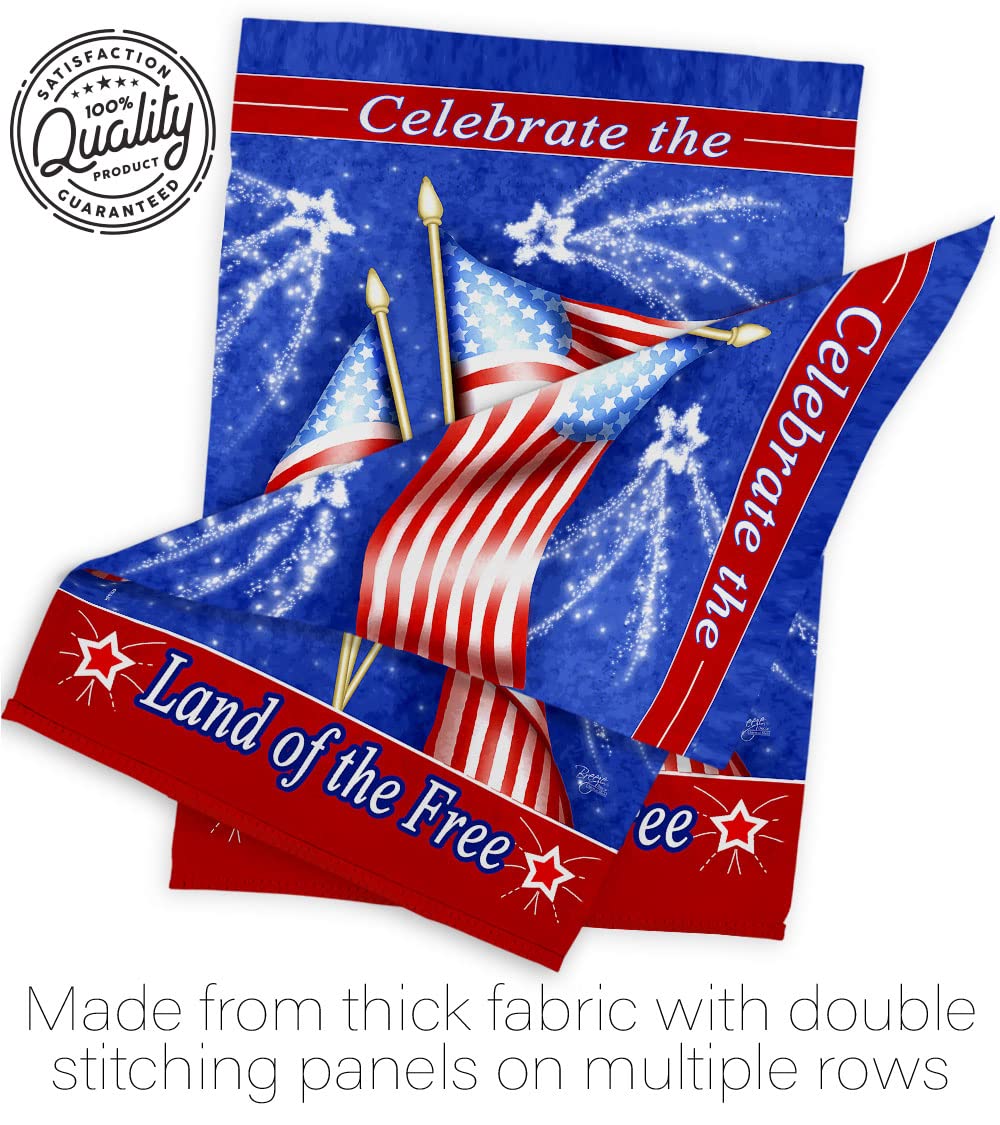 Americana 4th of July House Flag Set - 28x40in w/Flagpole - Patriotic Outdoor Decor