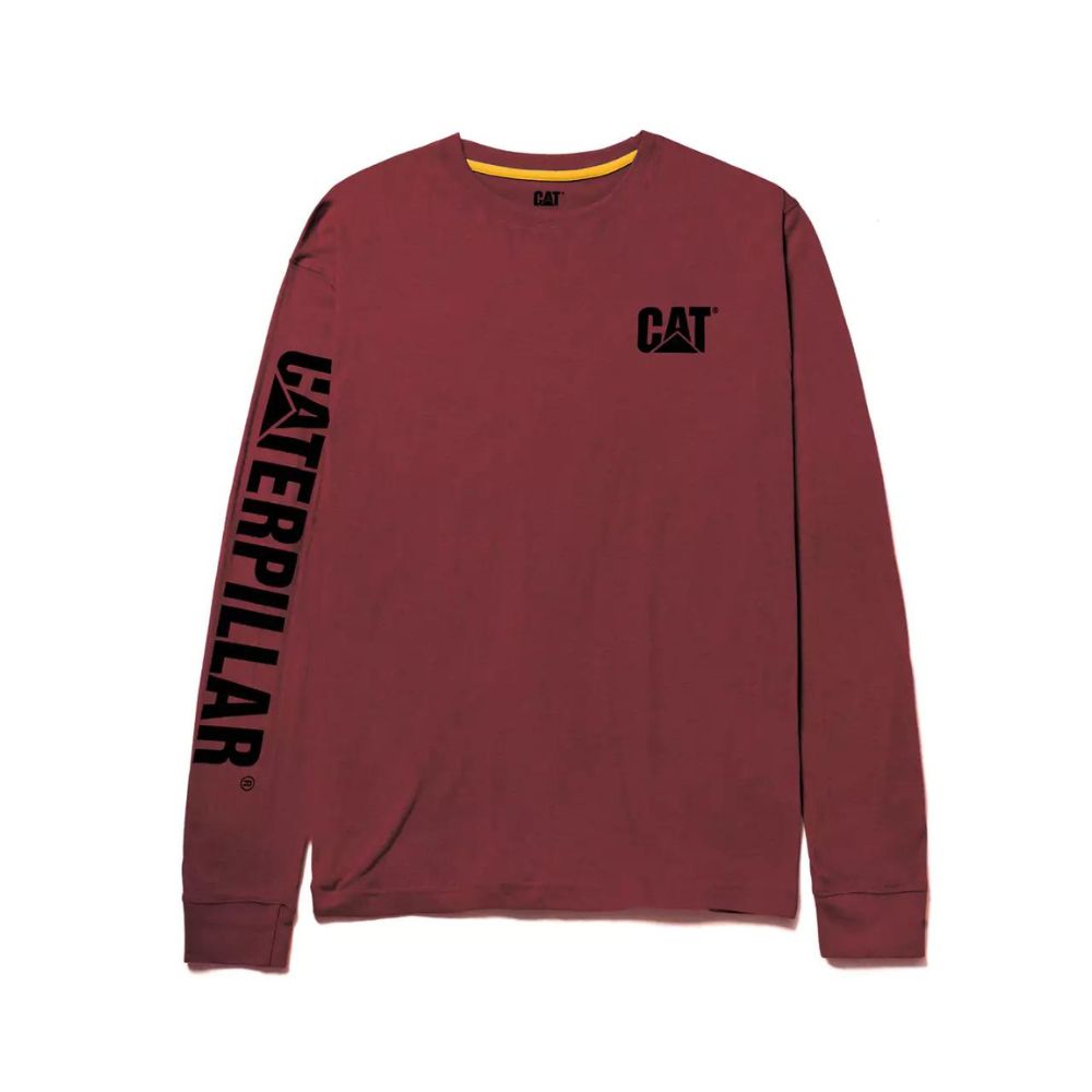 CAT Trademark Banner Long Sleeve Work Shirt 1510034 - Brick Heather | Durable Workwear for Construction & Outdoor Jobs | Perfect for Mechanics, Engineers & Heavy Duty Work