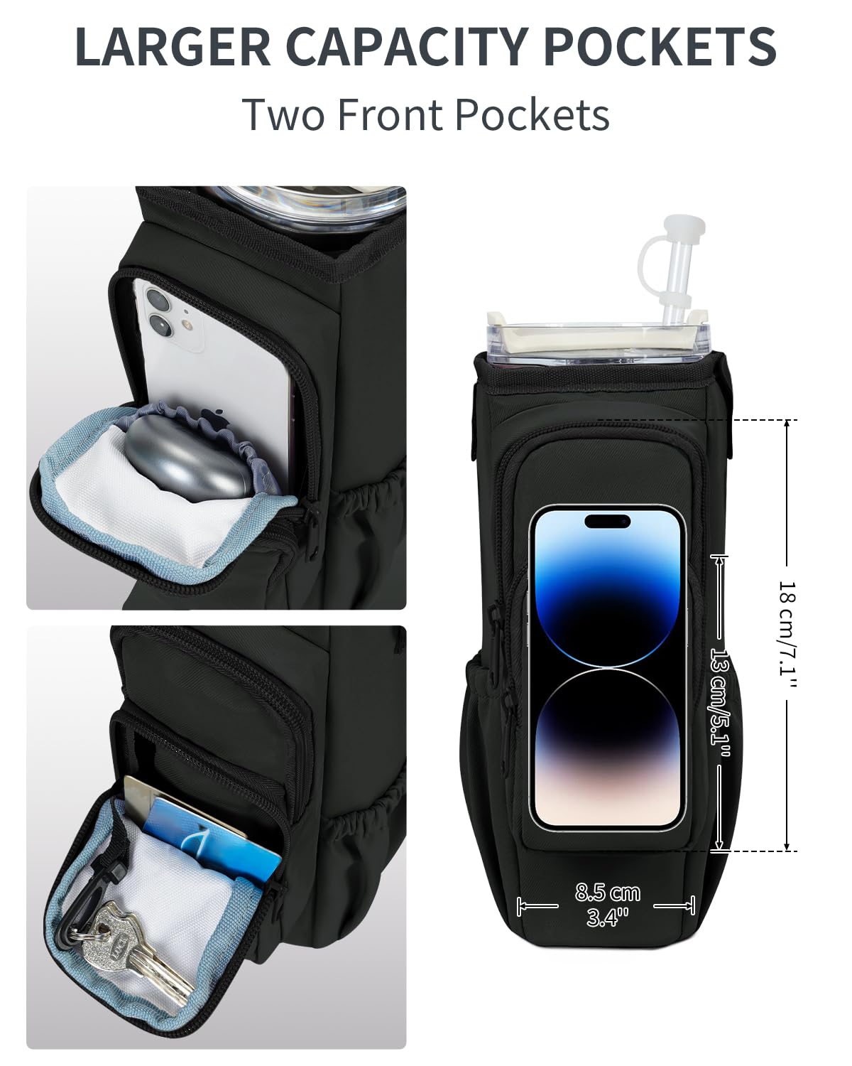 Stanley Cup Sling Bag - Insulated Water Bottle Holder Pouch with Strap & Phone Pocket for 30oz/40oz Bottles - Perfect for Gym, Hiking & Outdoor Activities