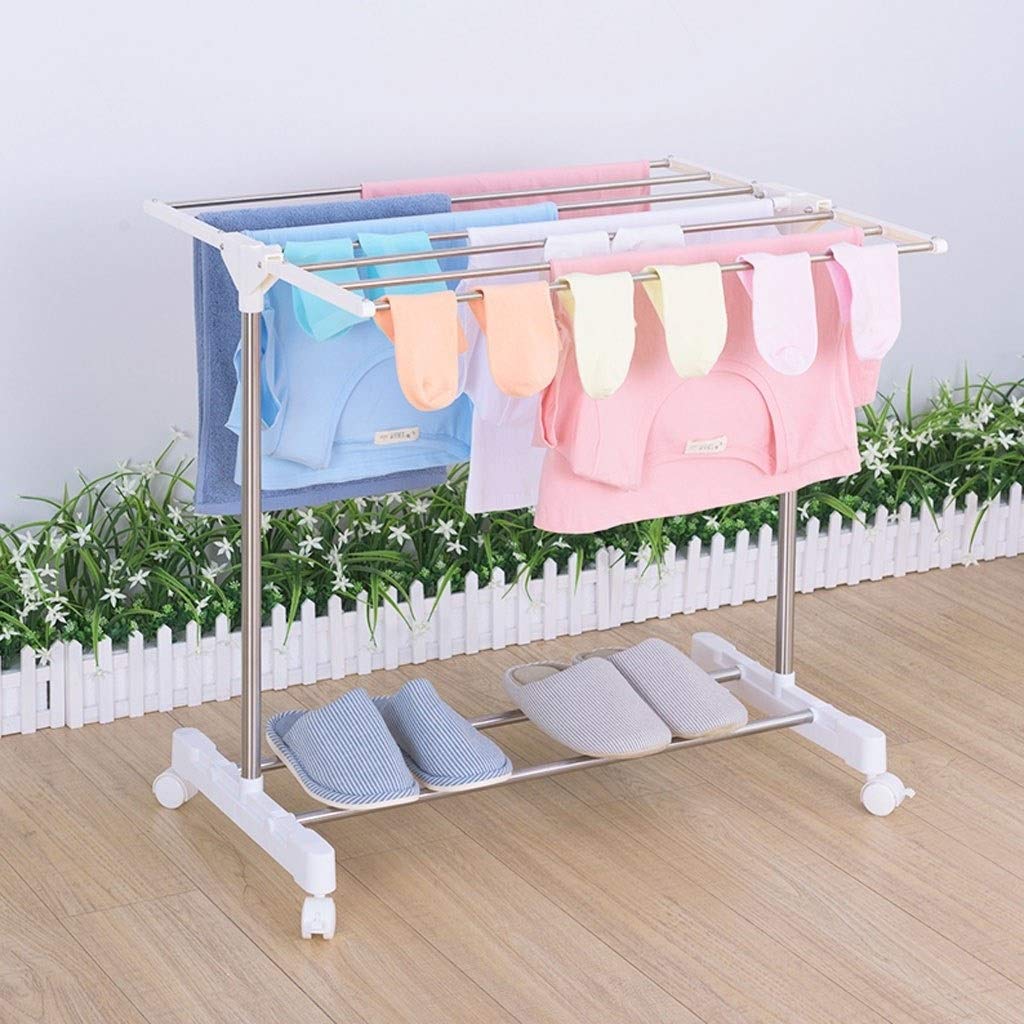 Portable Folding Clothes Drying Rack with Wheels & Storage Shelf - Freestanding Laundry Rack for Towels, Clothes & Linens - Space-Saving Drying Solution for Apartments, Dorms & Small Spaces