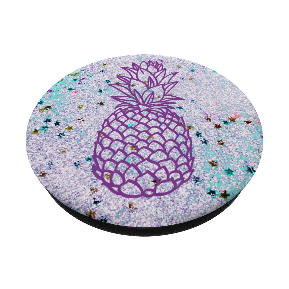 Purple Pineapple with Stars Turquoise Teal Lavender Pink PopSockets PopGrip - Swappable Phone & Tablet Grip for iPhone, Samsung, iPad | Perfect for Gaming, Selfies & Everyday Use