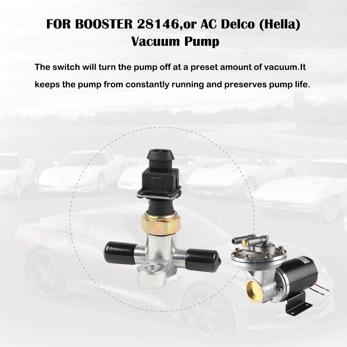 12V Electric Brake Vacuum Switch & Pump Kit - 28146SW for Electric Brake Booster | Perfect for Automotive Brake System Repair & Maintenance