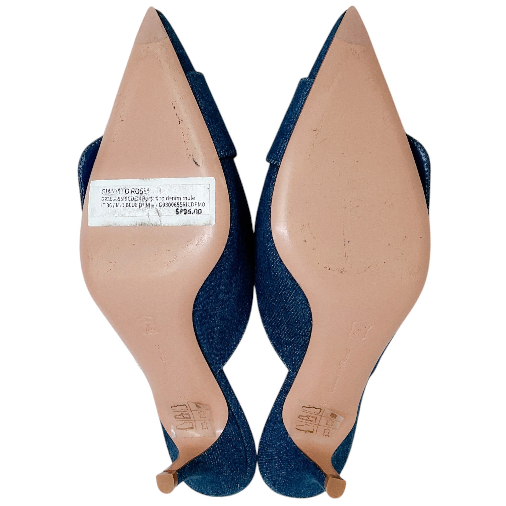 Gianvito Rossi Women's Portofino 55 Mules - Mid Blue Denim Slip-On Shoes for Casual Outings & Summer Wear