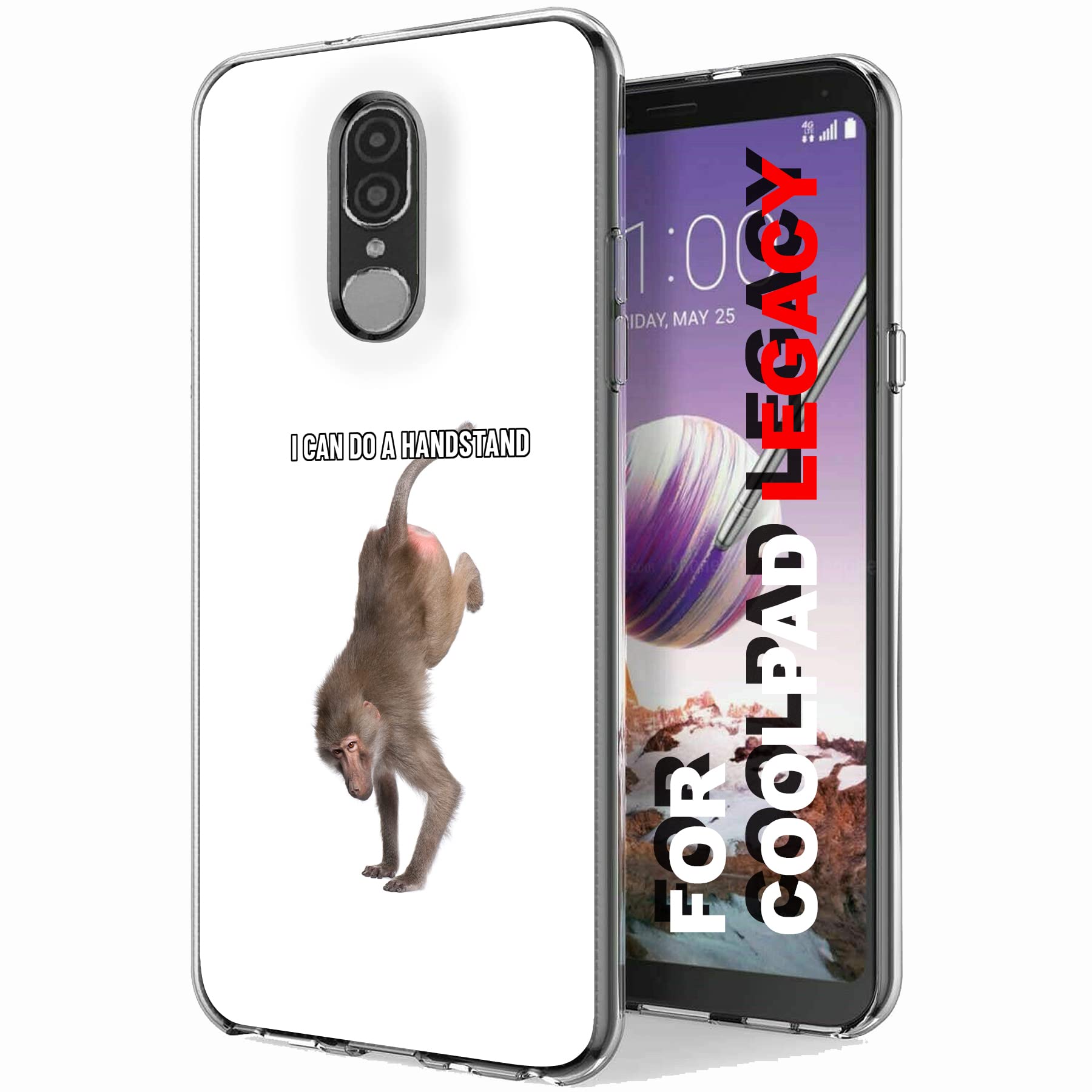 Coolpad Legacy TalkingCase Slim Thin Gel TPU Phone Cover - Lightweight Flexible Soft Anti-Scratch Protection with Fun Meme Monkey Print (Made in USA) - Perfect for Everyday Use, Travel & Gift Giving