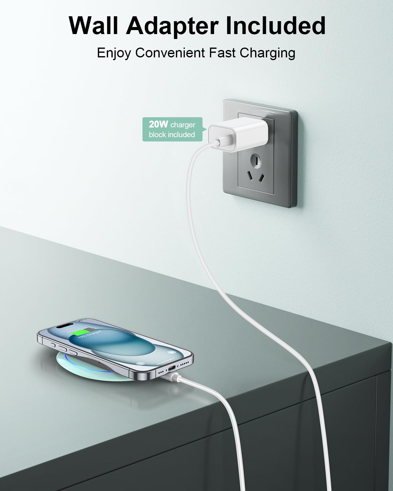 20W Fast Wireless Charger Pad for Samsung Galaxy S24/S23/S22/S21/S20/S10/S9 & iPhone 16/15/14/13/12/11/XR/XS/X/8 Plus - Qi-Certified Charging Station for AirPods 3/Pro 2 | Perfect for Home, Office & Nightstand Use