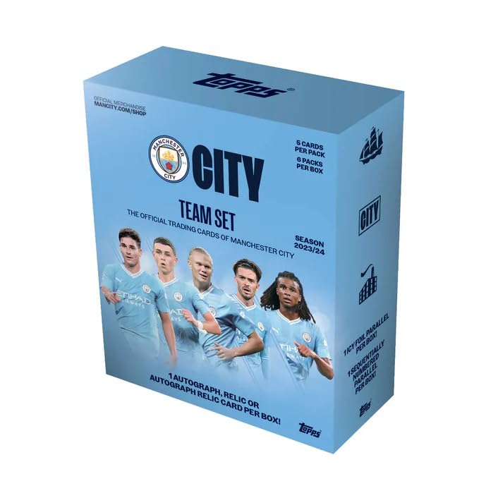 2023-24 Topps Manchester City FC Soccer Trading Cards Box Set - 30 Collectible Player Cards for Fans & Collectors - Perfect for Gifts, Display, and Fantasy League