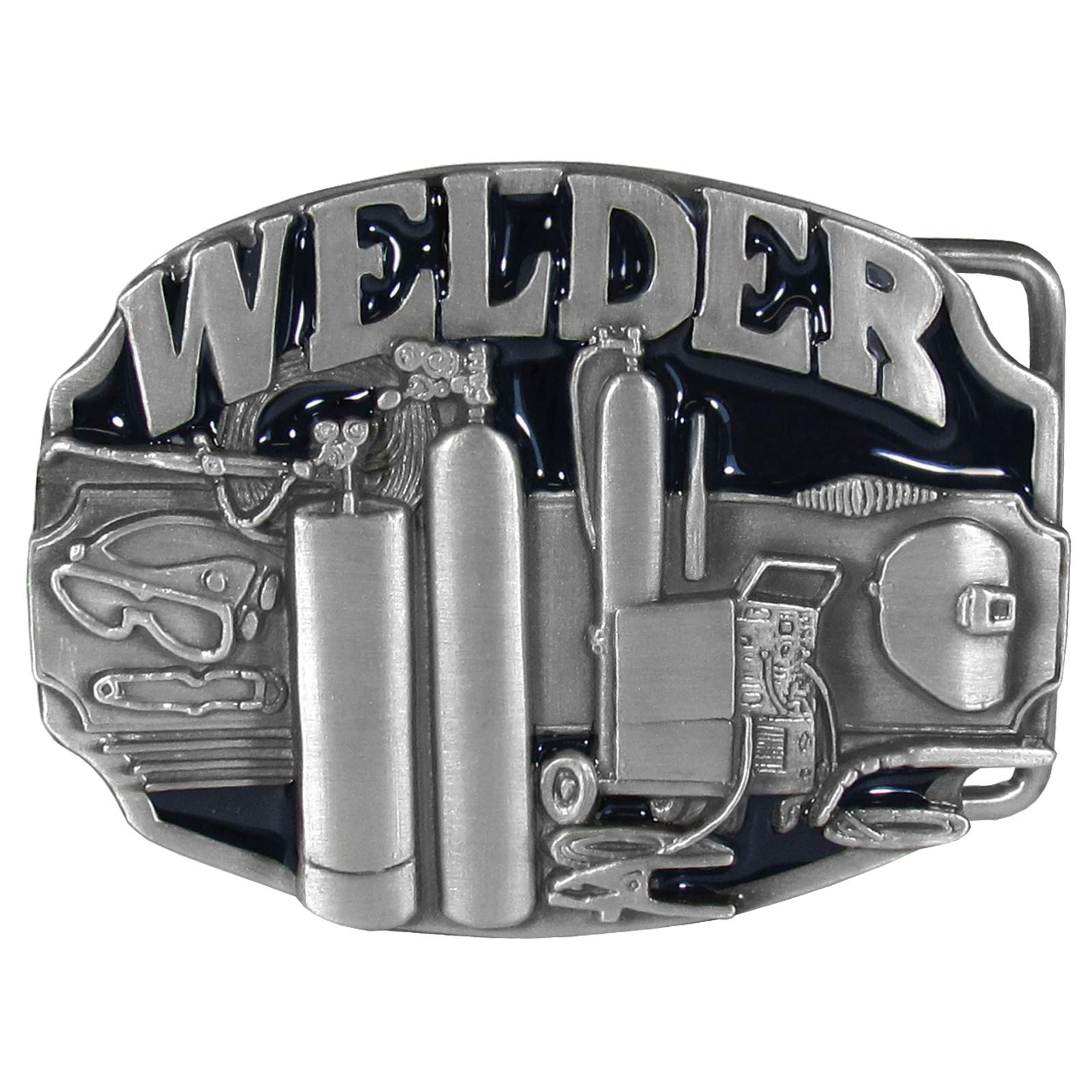 Vintage Enameled Belt Buckle for Welders - Durable Metal Workwear Accessory - Perfect for Construction, Welding & Industrial Work Environments