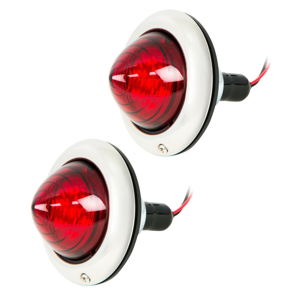 (2) Custom Baby Bullet LED Tail Lights - Red/Red Stop Turn Tail Lights for Hot Rods & Street Rods - Perfect for Classic Car Restoration & Custom Builds