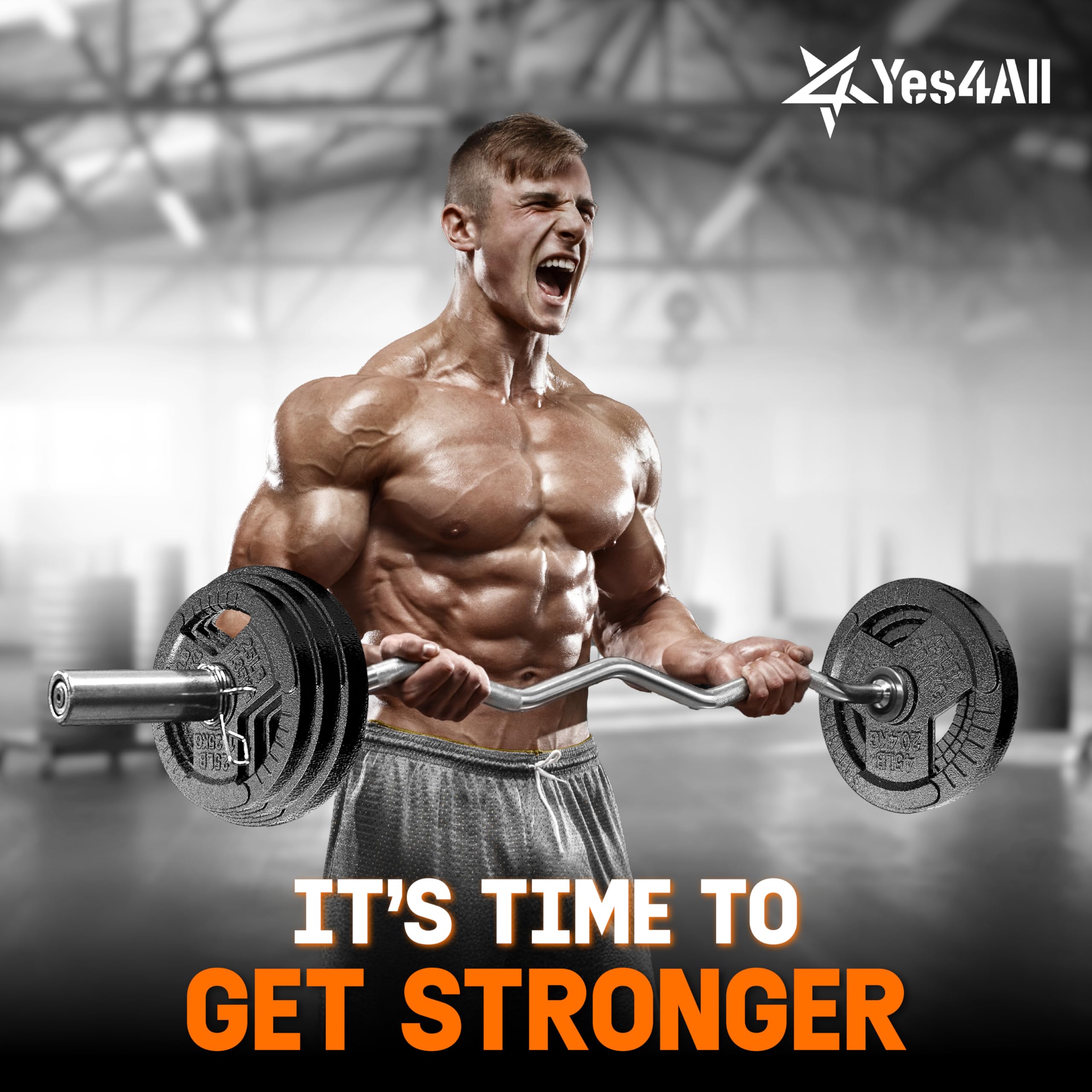 Yes4All Tri-Grip Olympic Weight Plates - 2-Inch Cast Iron Weight Plates for Strength Training & Weight Lifting - Durable Smooth Finish (Single, Pair, Set) - Perfect for Home Gym, CrossFit & Powerlifting Workouts