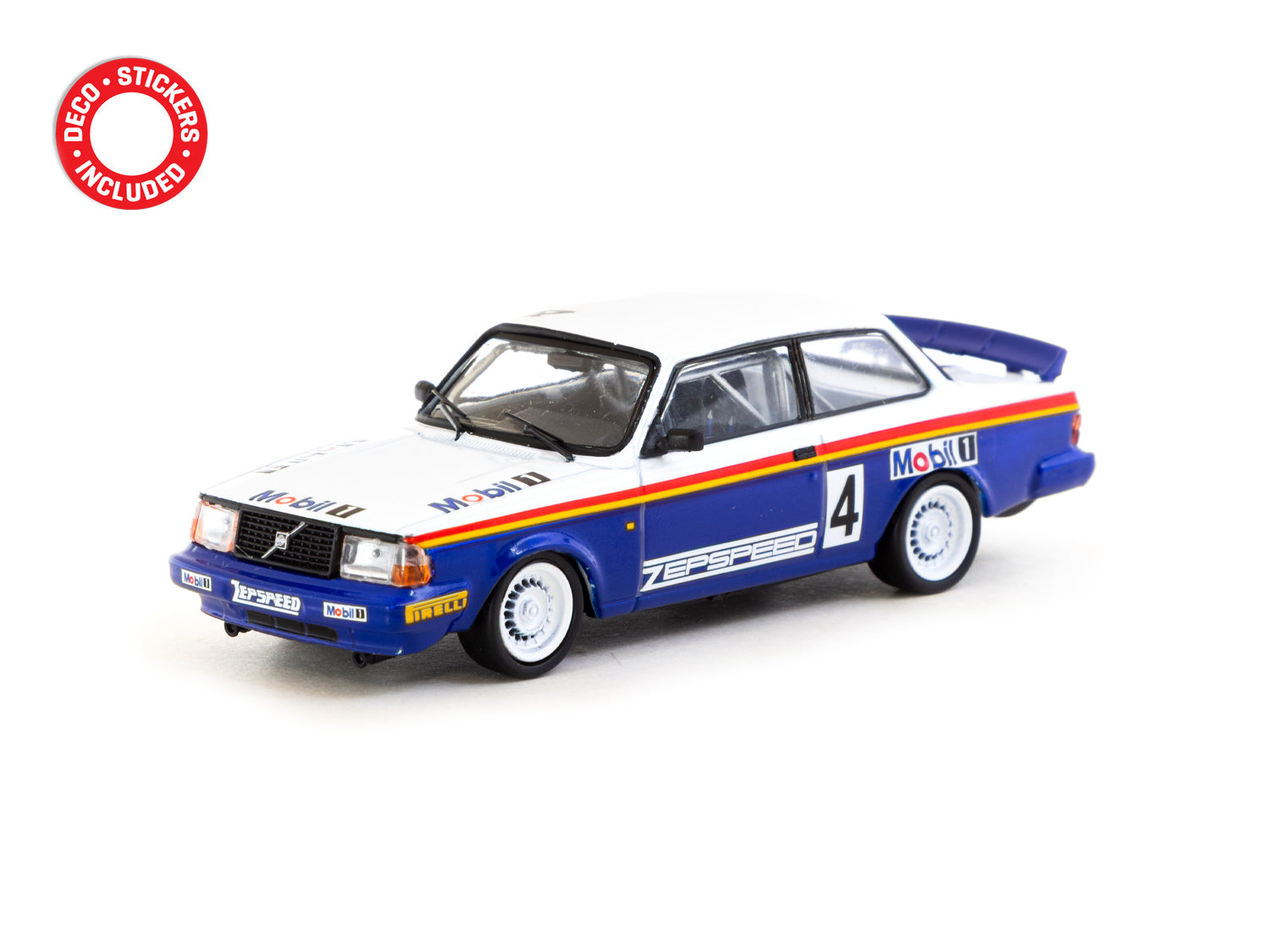 Tarmac Works 1/64 Scale Volvo 240 Turbo Diecast Model Car - 1987 Malaysian Group A Championships Winner #04 - Collectible Miniature Vehicle for Display & Racing Scenes
