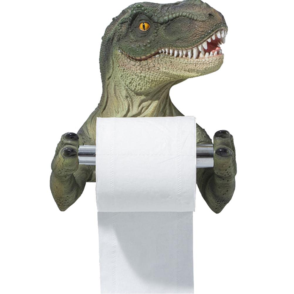 3D Dinosaur Wall-Mounted Toilet Paper Holder - Lifelike Dinosaur Design Bathroom Tissue Roll Dispenser for Home, Kids Room & Dinosaur Theme Decor