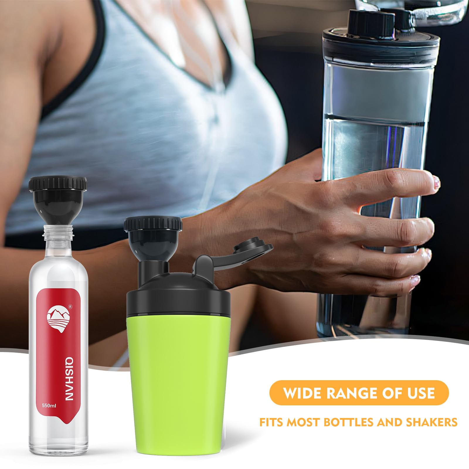 2 Pack Protein Powder Funnel - Portable 50ml Protein Powder Keychain Holder for Gym, Workout & Travel - Leakproof Protein Shaker Container for Fitness Enthusiasts & Athletes (Perfect for Pre/Post Workout Nutrition On-The-Go)