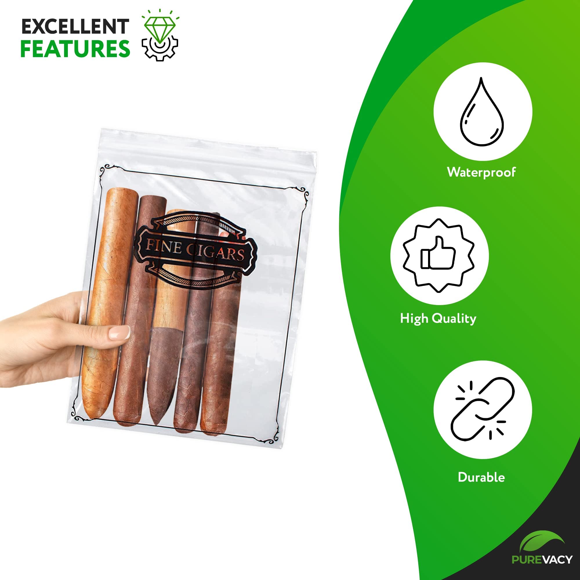 1000 Pack 8x10 Inch Clear Plastic Cigar Bags - 2 Mil Thick Reclosable Zipper Bags for Cigar Storage | Tamper-Proof, Airtight Protection | Perfect for Humidors, Travel & Gift Packaging