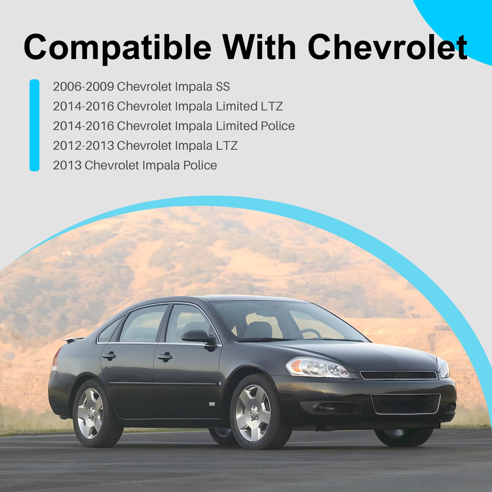 Chrome Front Grille Upper Frame with Black Insert for Chevrolet Impala 2012-2016 & Impala SS 2006-2009 - GM1200551 10333710 - Perfect for Car Customization & Replacement Parts