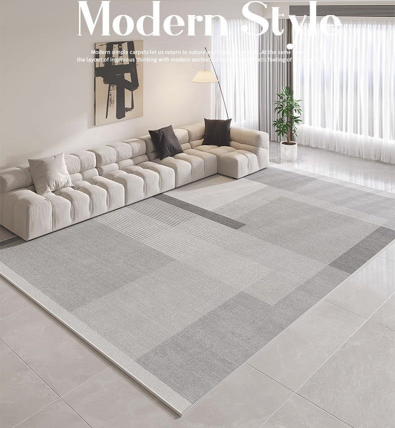 Modern Geometric Area Rugs - Contemporary Gray Abstract Design for Living Room, Bedroom & Dining Room - Soft Non-Slip Floor Mat for Home Decor & Office Spaces