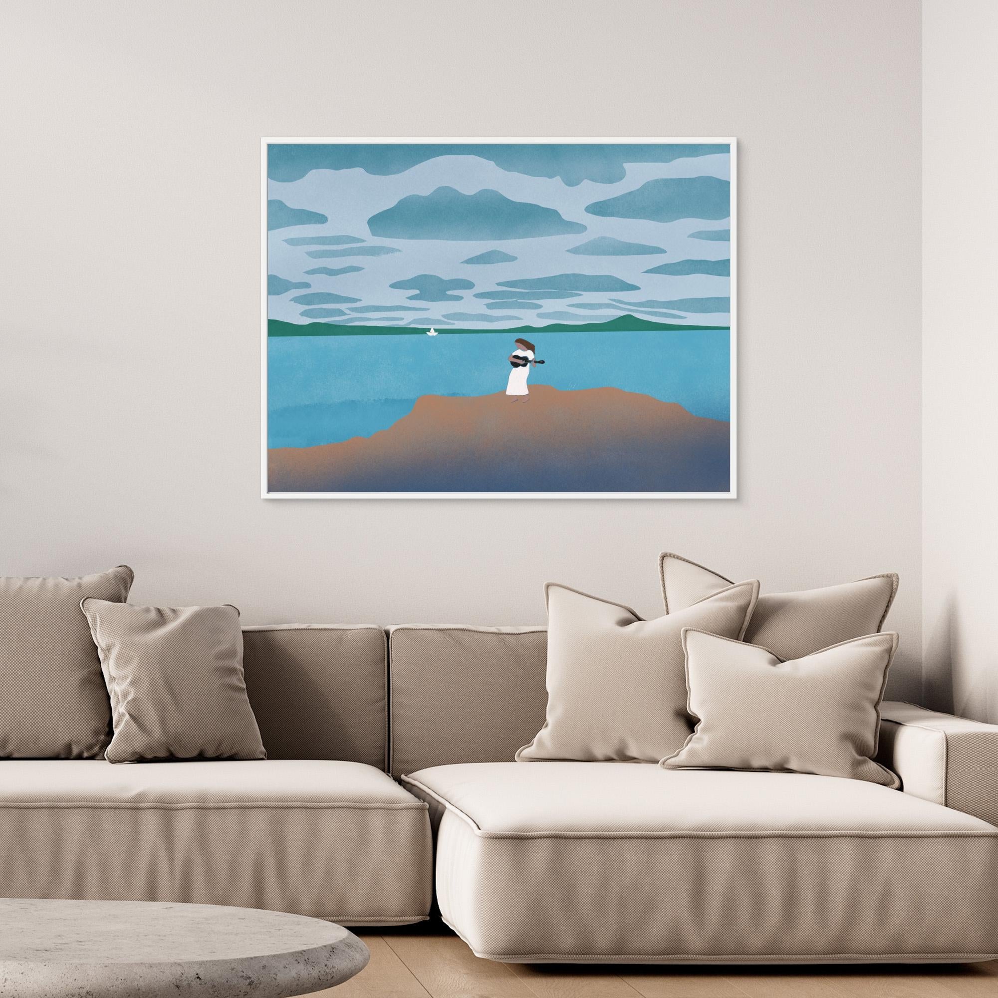 Little Dean Canvas Print - Sailing with My Guitar Wall Art for Home & Office Decor | Perfect for Living Room, Bedroom, or Gift