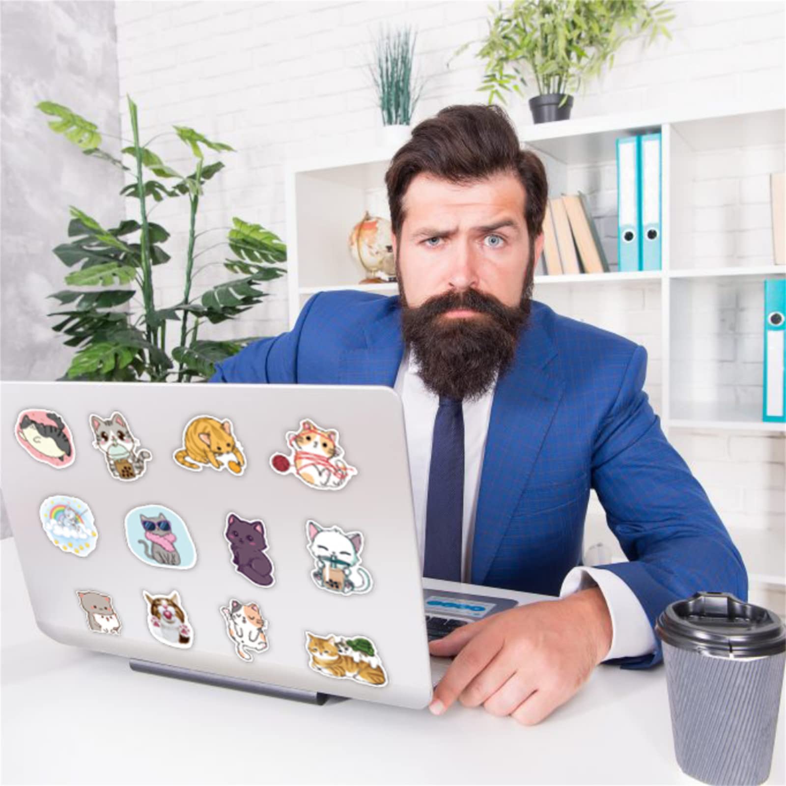 50PCS Cute Cat Stickers Pack - Kawaii Animal Vinyl Waterproof Stickers for Kids, Teens & Adults - Perfect for Water Bottles, Laptops, Scrapbooks, Journals & DIY Crafts (Glueewee Brand)