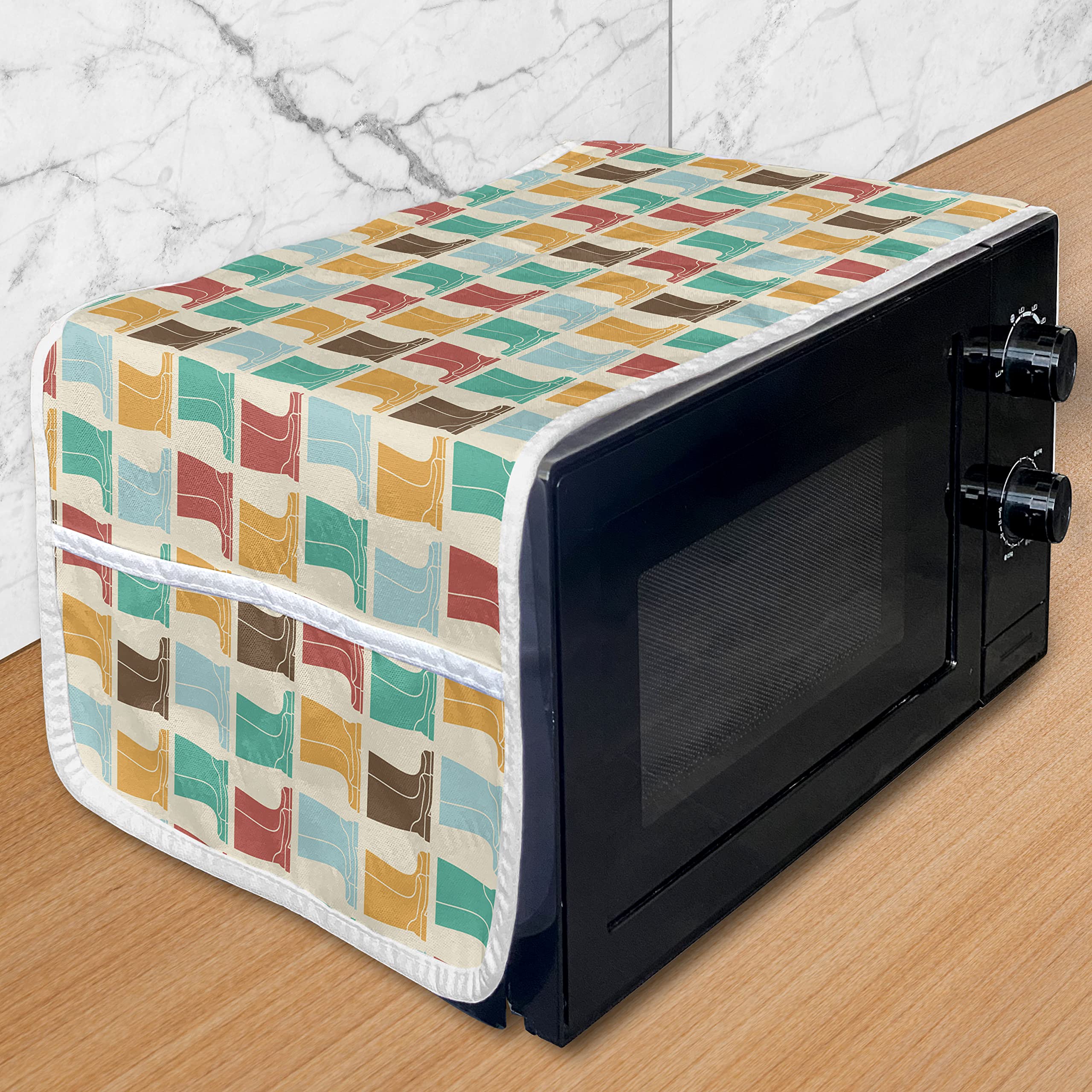 Ambesonne Autumn Microwave Oven Cover - Waterproof Kitchen Organizer with Pockets, 36