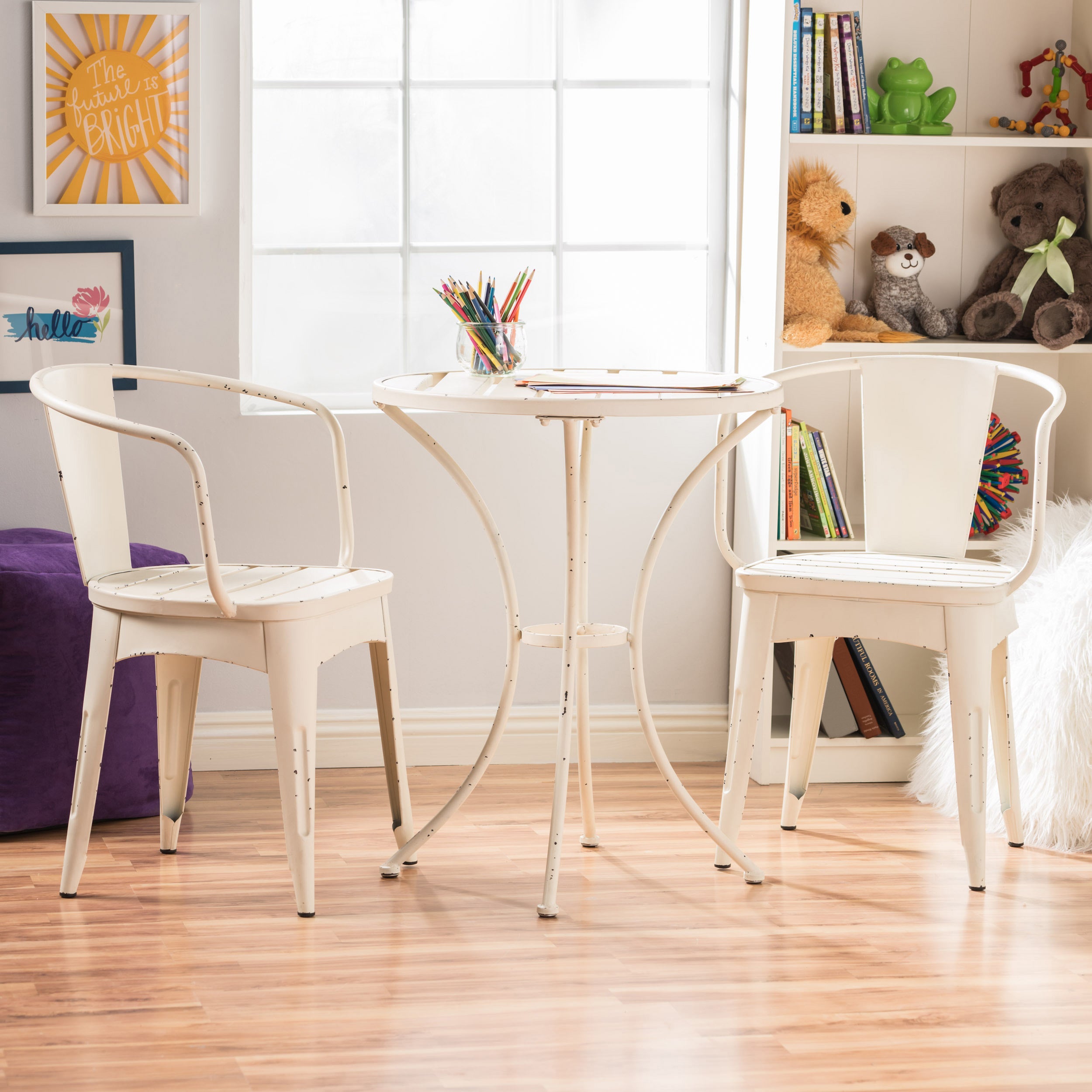 COLMAR 3-Piece Knock Down (KD) Metal Furniture Set - Sturdy & Modern Home Office or Living Room Decor