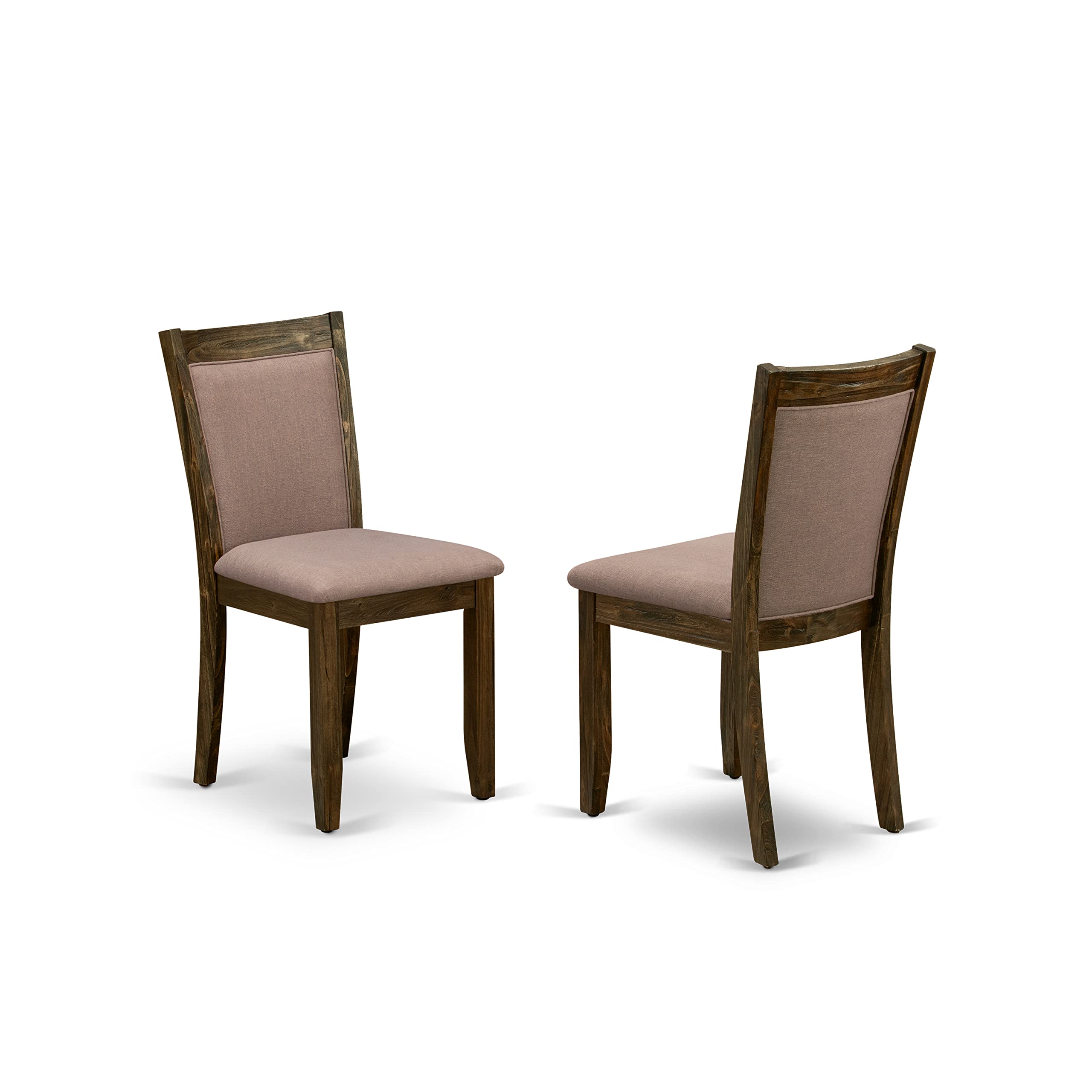 East West Furniture I3MZ5-748 5-Piece Round Dining Table Set with Pedestal Base & 4 Coffee Linen Fabric Parson Chairs, 48x48 Inch, Distressed Jacobean Finish - Perfect for Kitchen, Breakfast Nook, and Small Space Dining Rooms