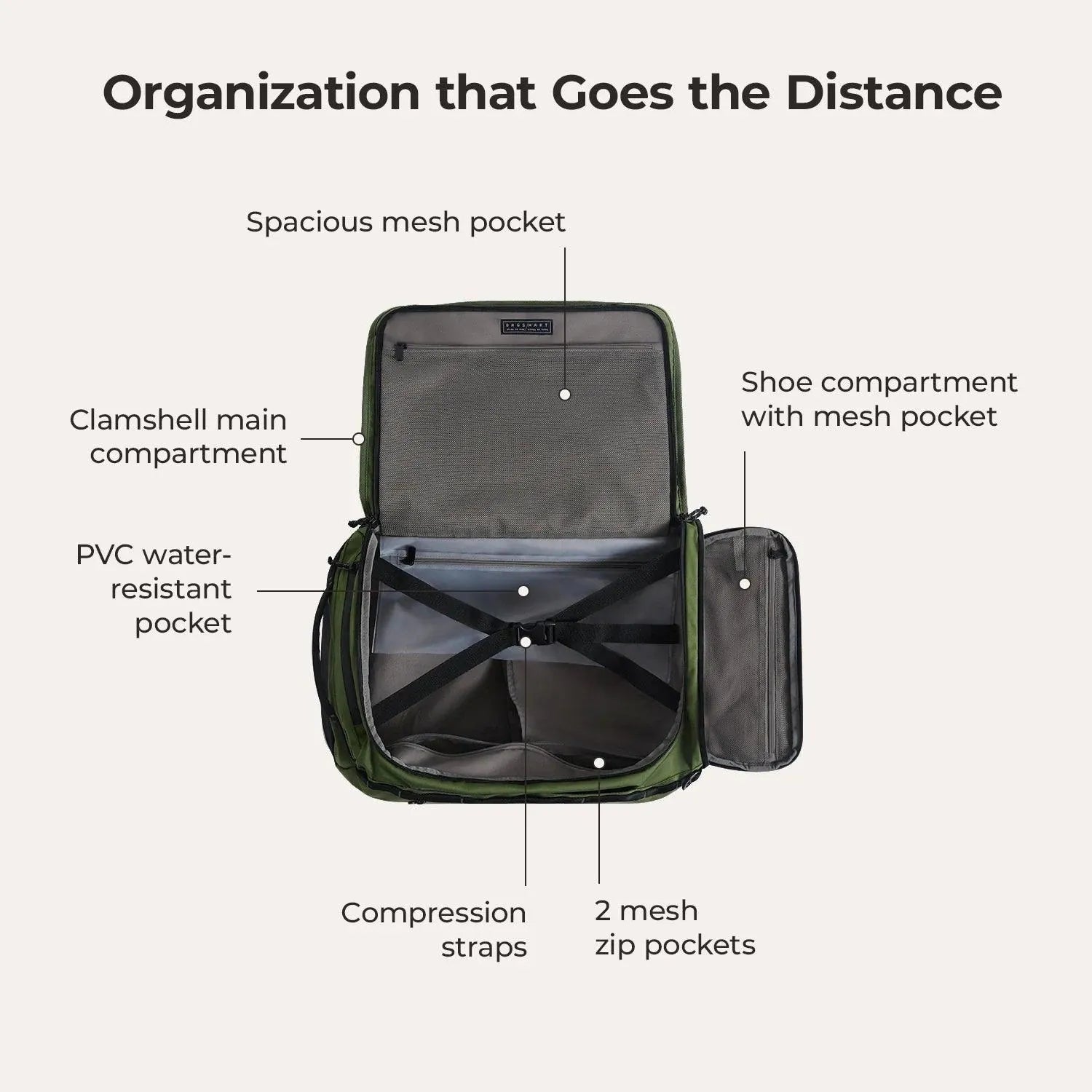 Paz 43L Duffle Backpack - Waterproof Travel Duffel Bag with Shoulder Strap for Gym, Camping & Weekend Getaways