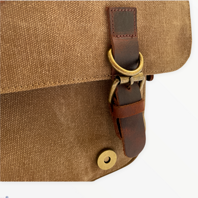 Premium 15 Inch Canvas & Leather Messenger Bag for Men & Women - Stylish Laptop Briefcase for Work, Travel & School - Durable & Water-Resistant Business Bag