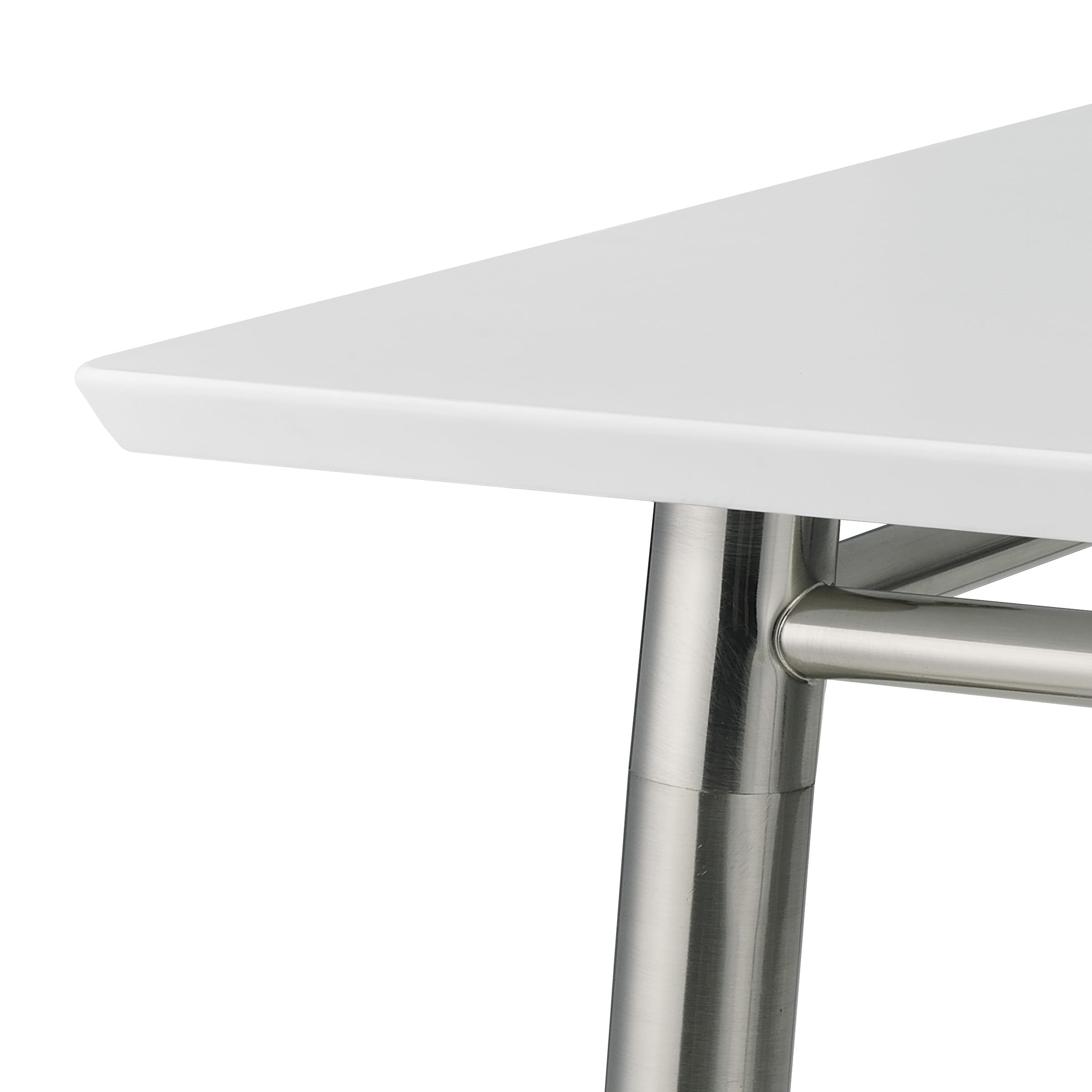 OSP Modern Rectangle Coffee Table - White Top with Brushed Nickel Legs, Mid-Century Style Living Room Furniture for Small Spaces | Perfect for Apartments, Condos & Home Decor