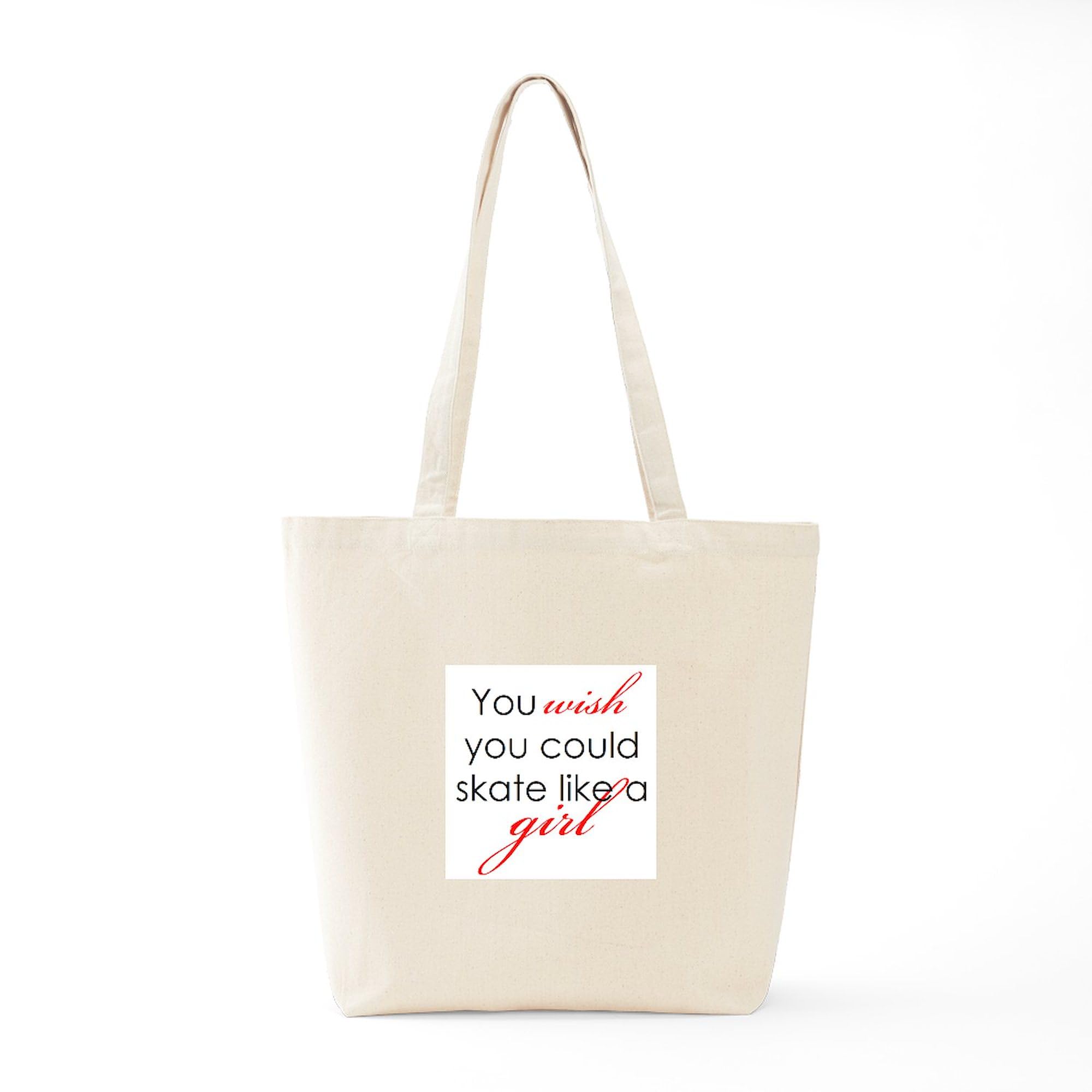 Skate Like A Girl Natural Canvas Tote Bag - Eco-Friendly Reusable Shopping Bag for Women | Perfect for Groceries, Beach Trips & Skatepark Essentials