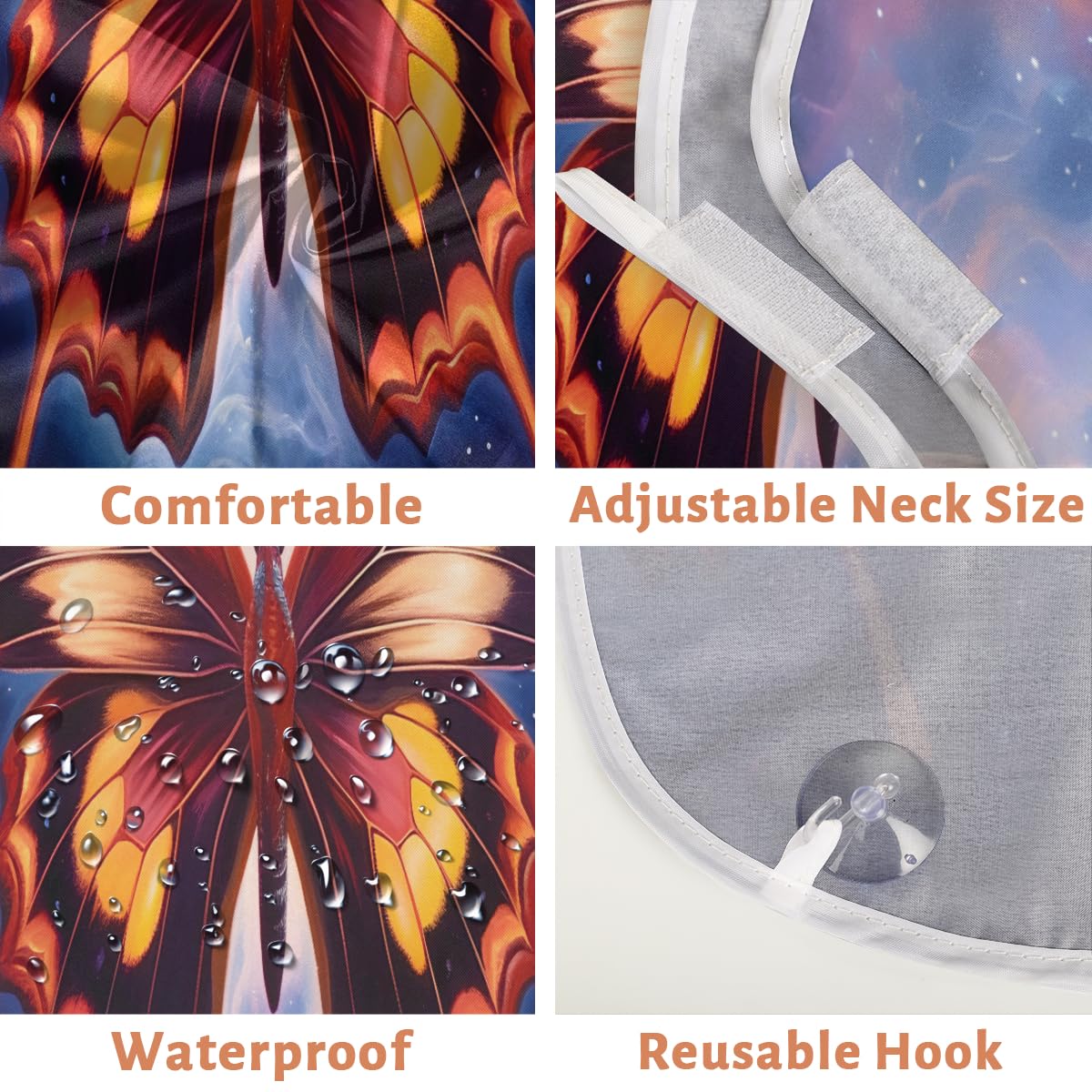 Stylish Butterfly Galaxy Beard Shaving Bib for Men - Waterproof Hair Dye Apron & Makeup Cape for Women - Sink Hair Catcher for Barber Tools - Perfect Gift for Beard Trimming & Haircut (Ideal for Home Salon, Barbershop & DIY Grooming)