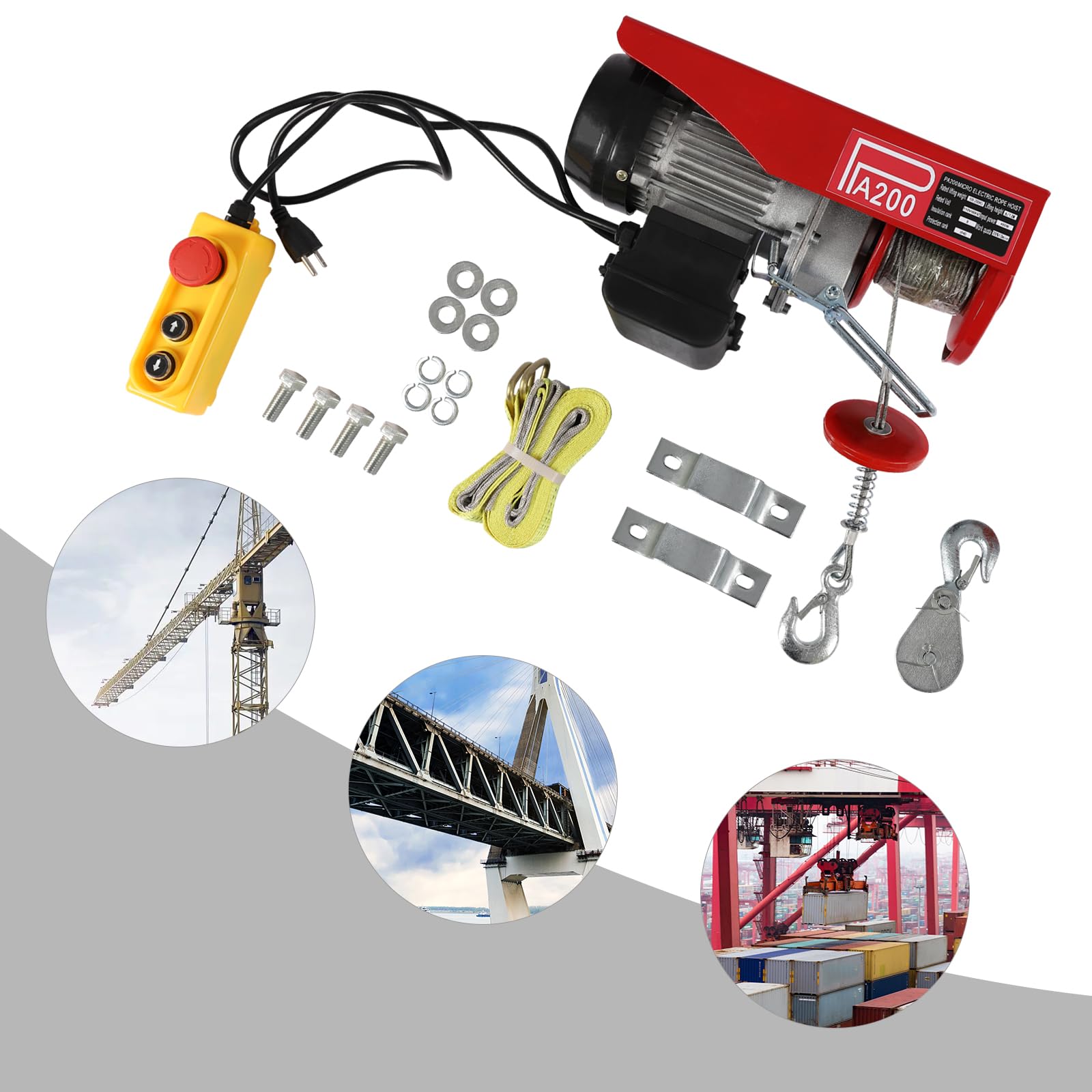 440Lbs Electric Hoist Winch 110V with Remote Control - Heavy Duty Lifting for Warehouses, Factories, Garages & Construction Sites - Perfect for Loading/Unloading, Equipment Moving & DIY Projects