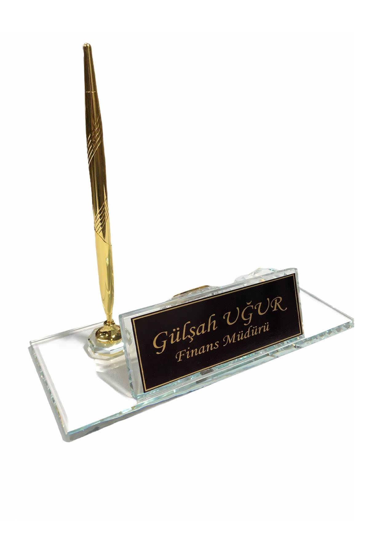 MOOG Premium Glass Desk Name Plate with Built-in Clock - Elegant Office Decor for Professionals & Executives | Perfect for Corporate Gifts, Workstations & Home Offices
