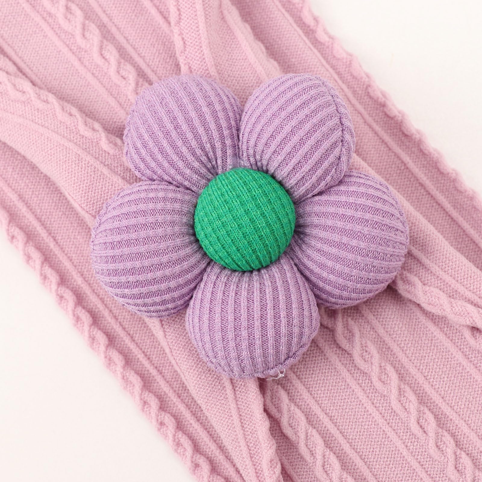 Baby Flower Headbands for Girls - Soft Stretchy Nylon Hairbands, Handmade Hair Accessories for Newborn, Infant & Toddler (C-Apricot/Purple/Caramel) - Perfect for Photos, Parties & Everyday Wear