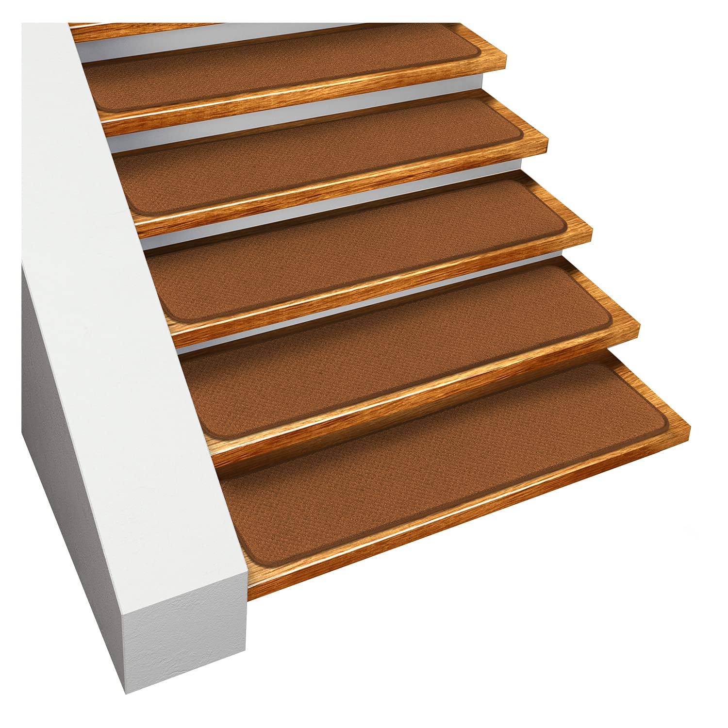 Non-Slip Carpet Stair Treads Set of 15 - Toffee Brown 8