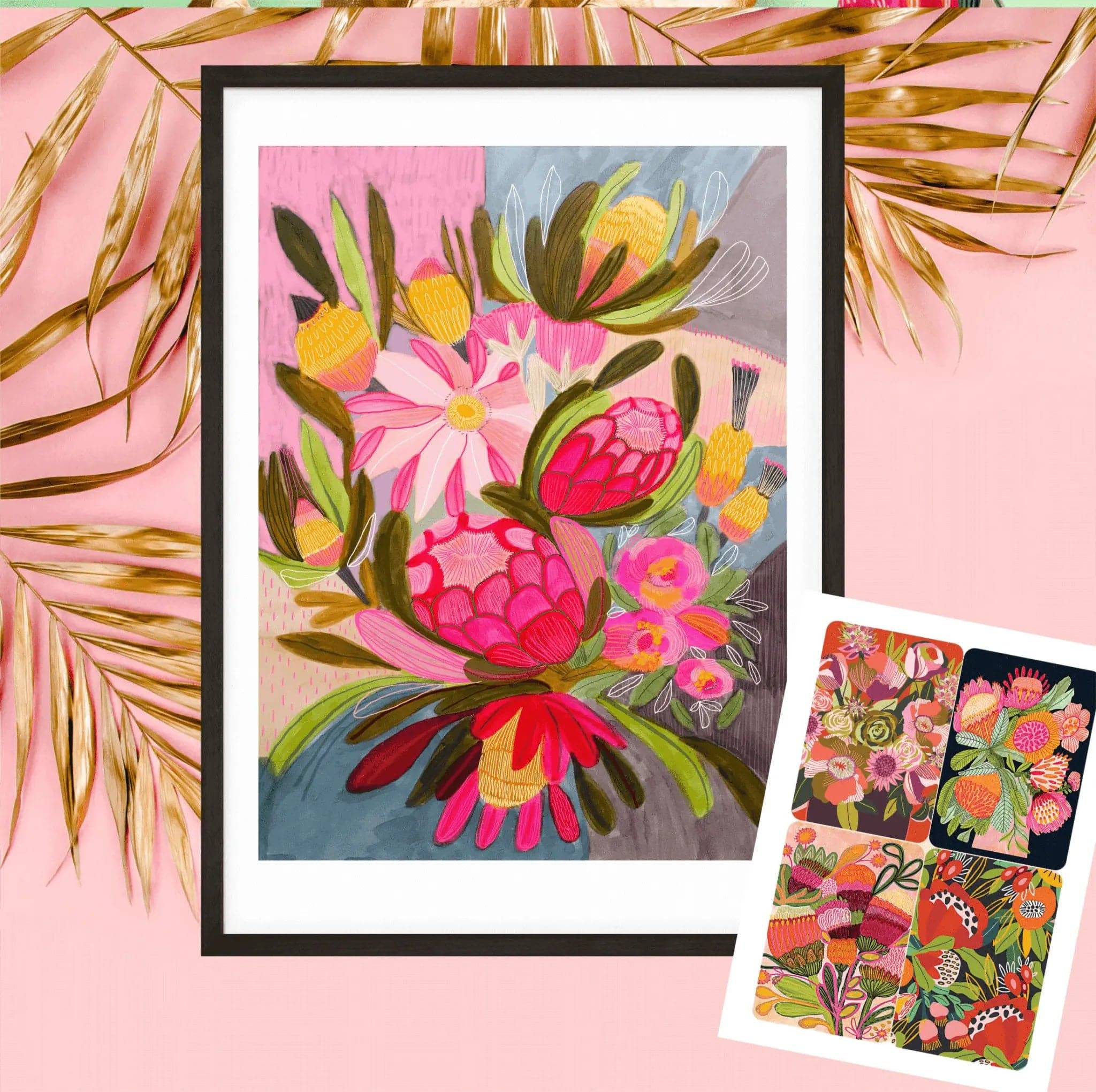 Australian Flowers Botanical Wall Art Gift Set - Floral Home Decor for Living Room, Bedroom & Office - Perfect Housewarming & Wedding Present