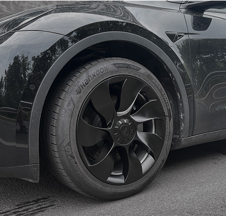 EVBASE Model Y 19-Inch Überturbine Wheel Cover Set (4PCS) - Matte Black Replacement Caps for Tesla Model Y - Enhance Style & Protection for Daily Driving & Road Trips