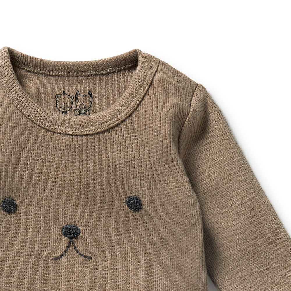 Organic Walnut Long Sleeve Ribbed Bodysuit for Babies - Soft & Comfortable Outfit for Everyday Wear, Playtime & Photo Shoots